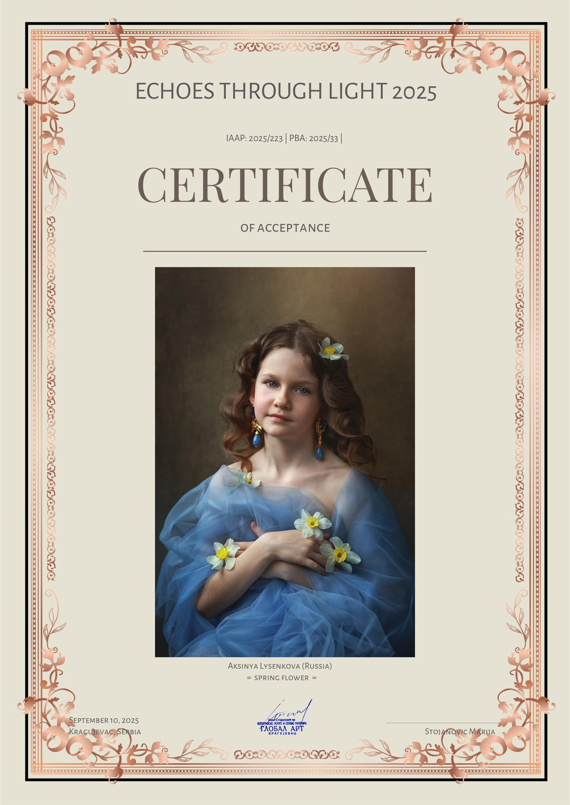 Дипломы. Детский, семейный фотограф в Ижевске и Москве Аксинья Лысенкова ADEN