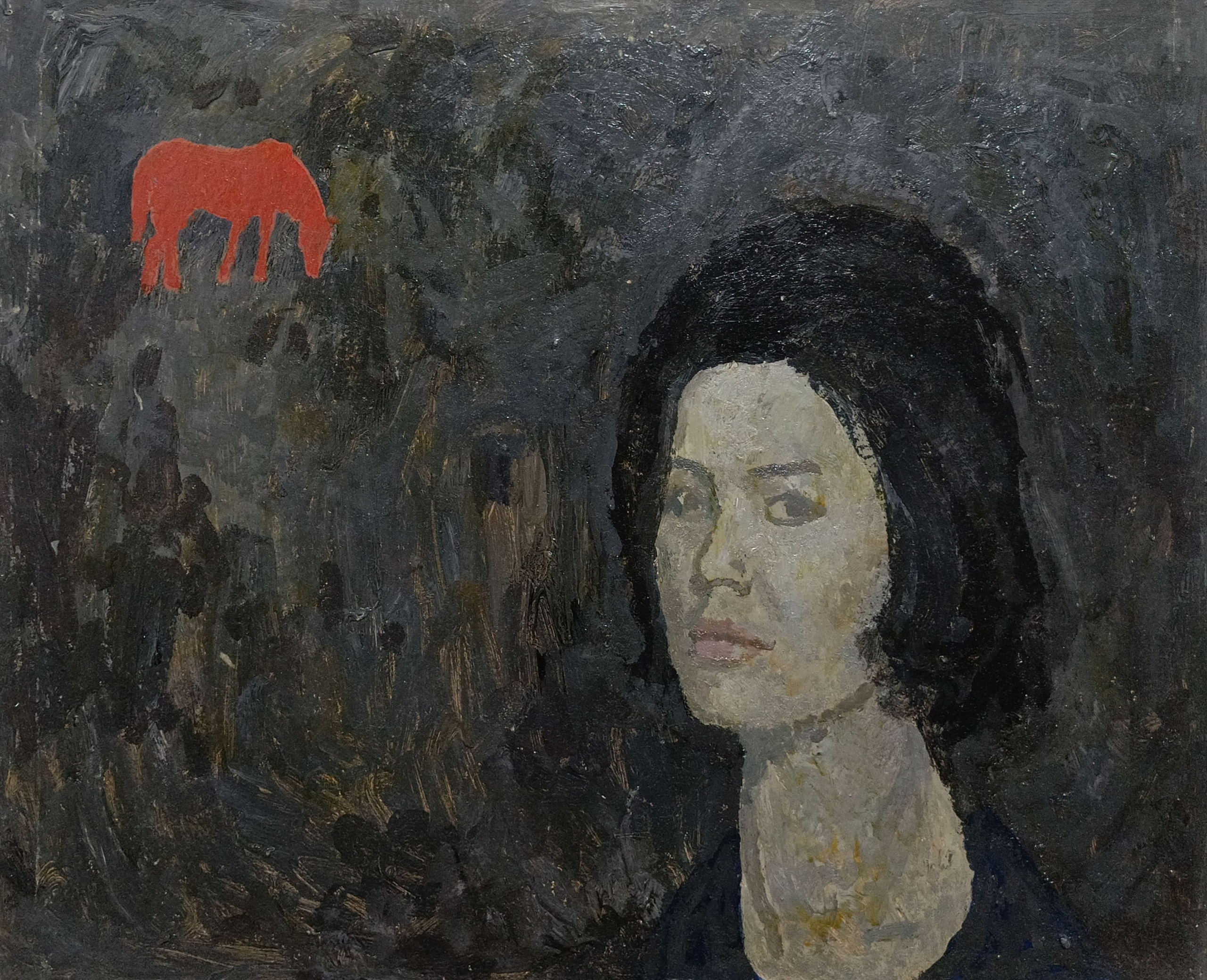 «Портрет с красной лошадью» 1982 год. Художник Величко Вадим Семёнович