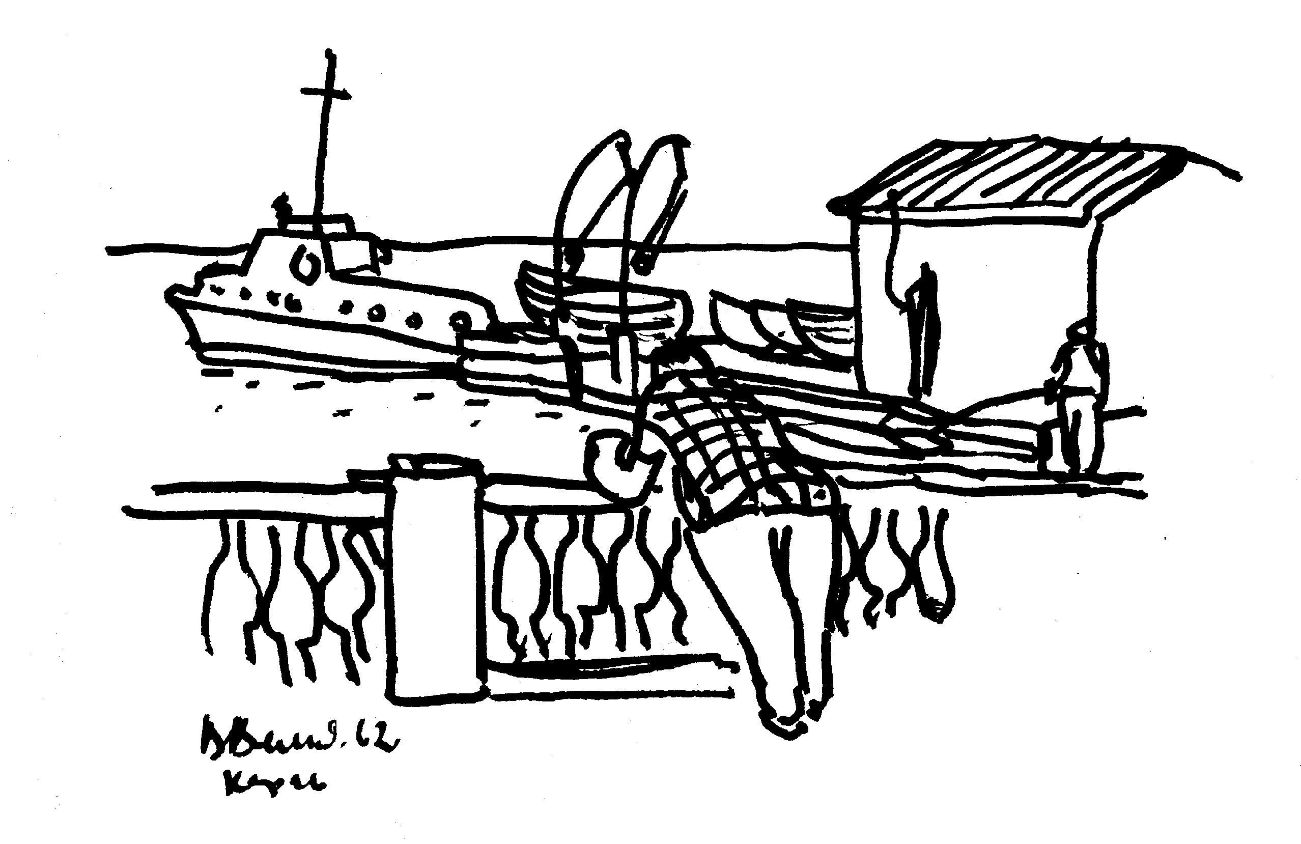 1962.На набережной в Керчи.Тушь