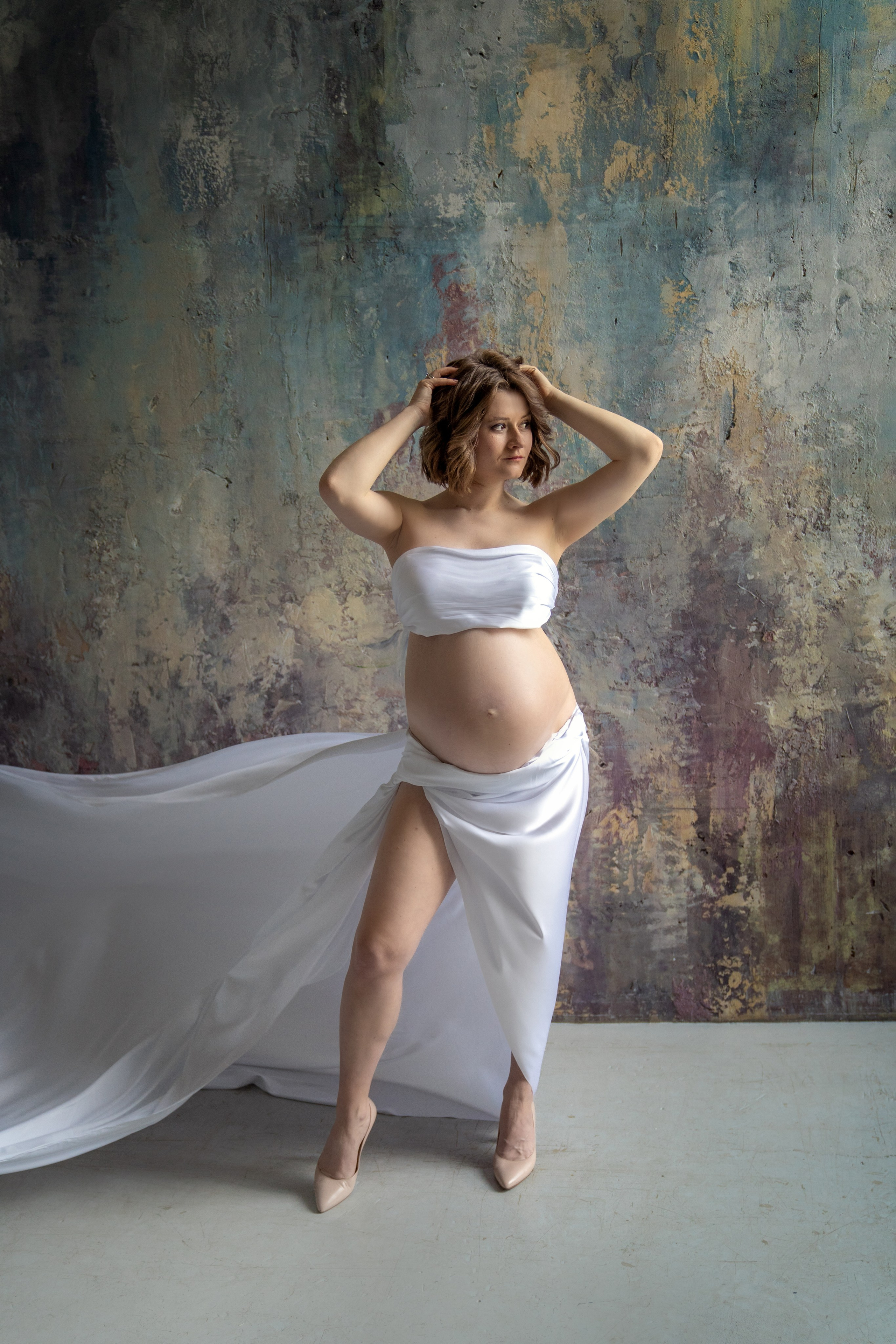 Фотосессия беременности с шелковой тканью. Трубинова Екатерина | Семейный фотограф | Москва