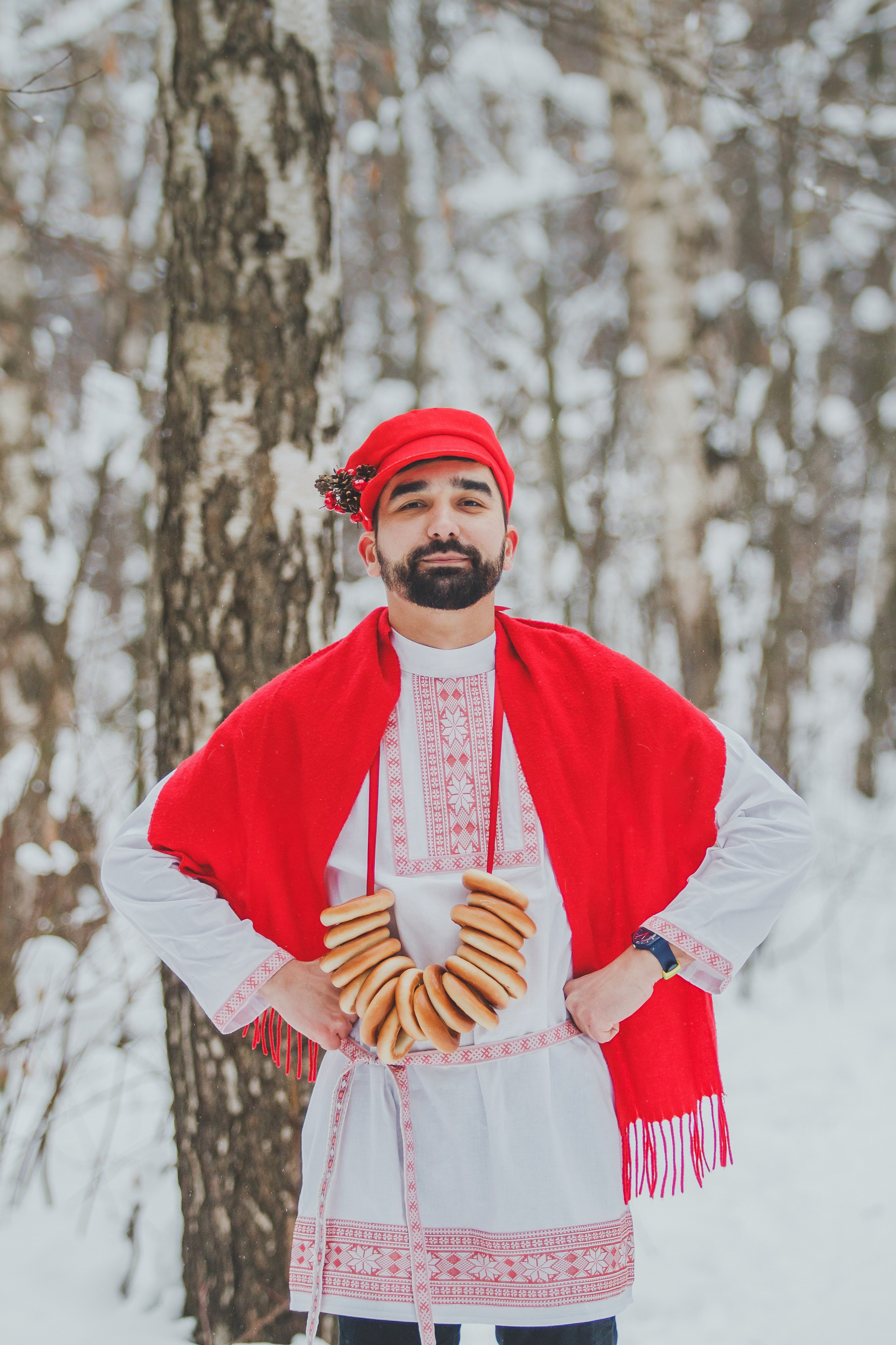 Свадебная фотосессия в русском стиле зимой. Семейный и детский фотограф в Москве Мария Быкова