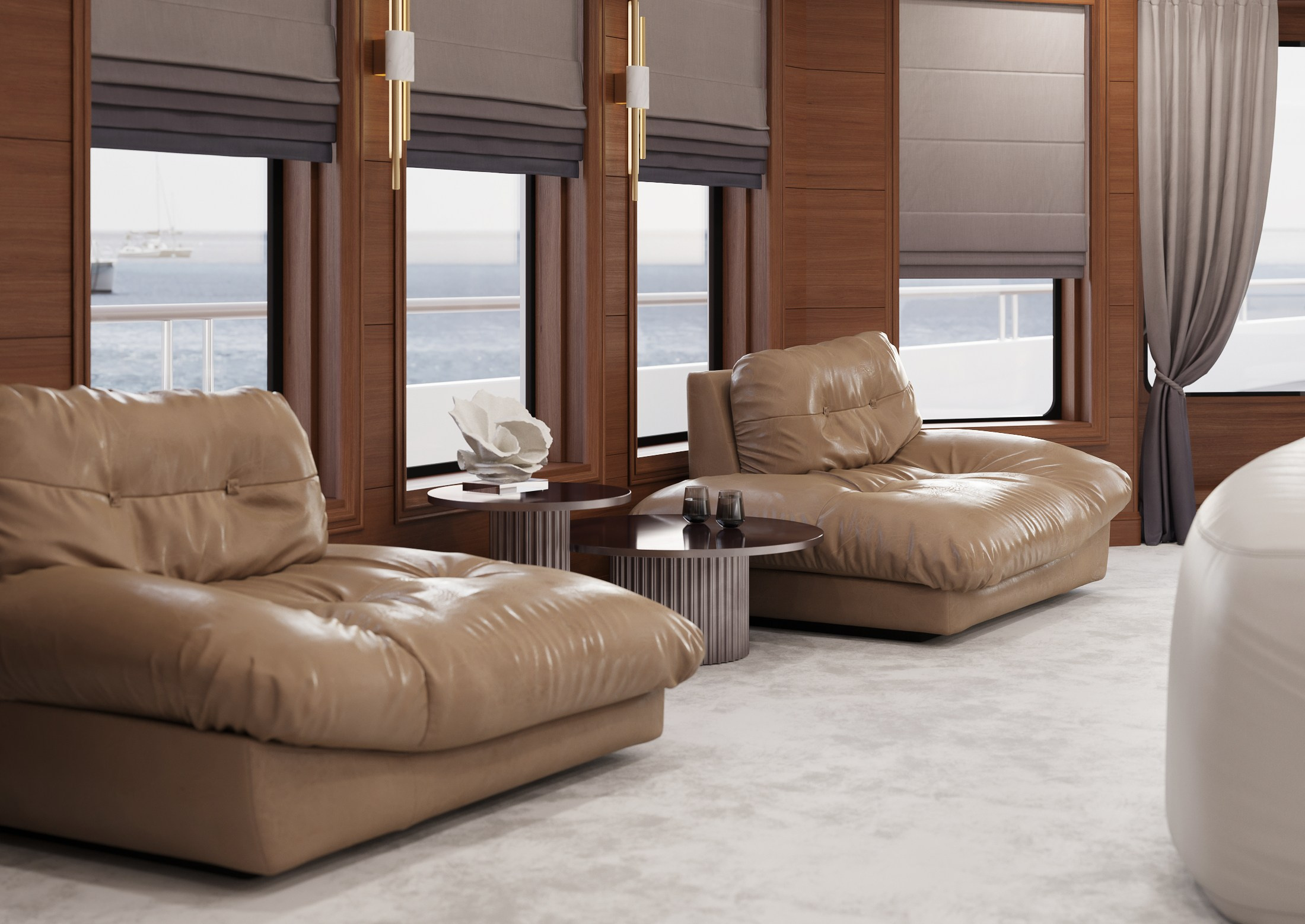 3 варианта гостиной на яхте. Дизайн Марина Павлюченкова. 3D визуализатор интерьеров Ксения Жарко