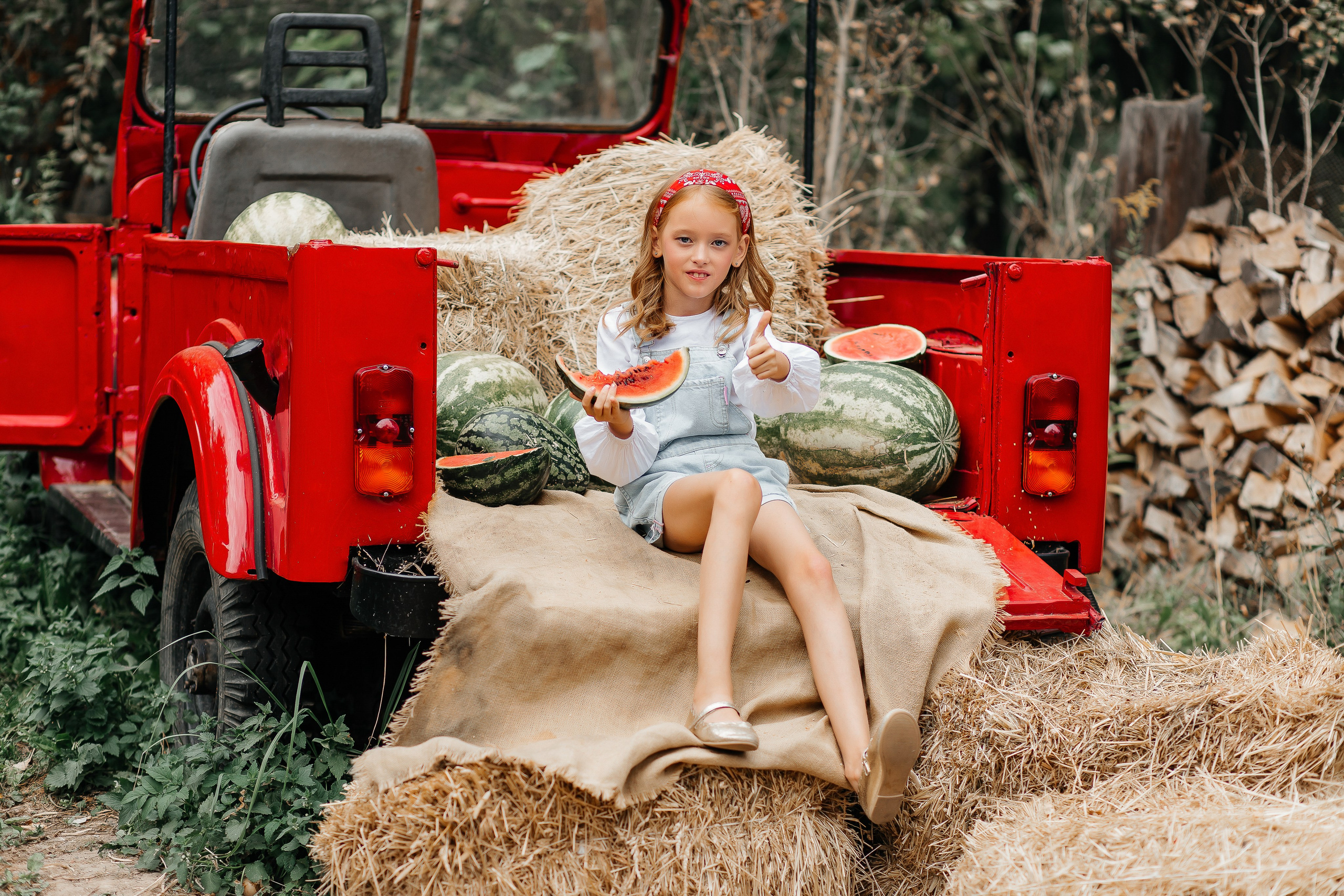 Осенняя детская фотосессия с арбузами. Фотограф в Подольске — Мария Бучнева