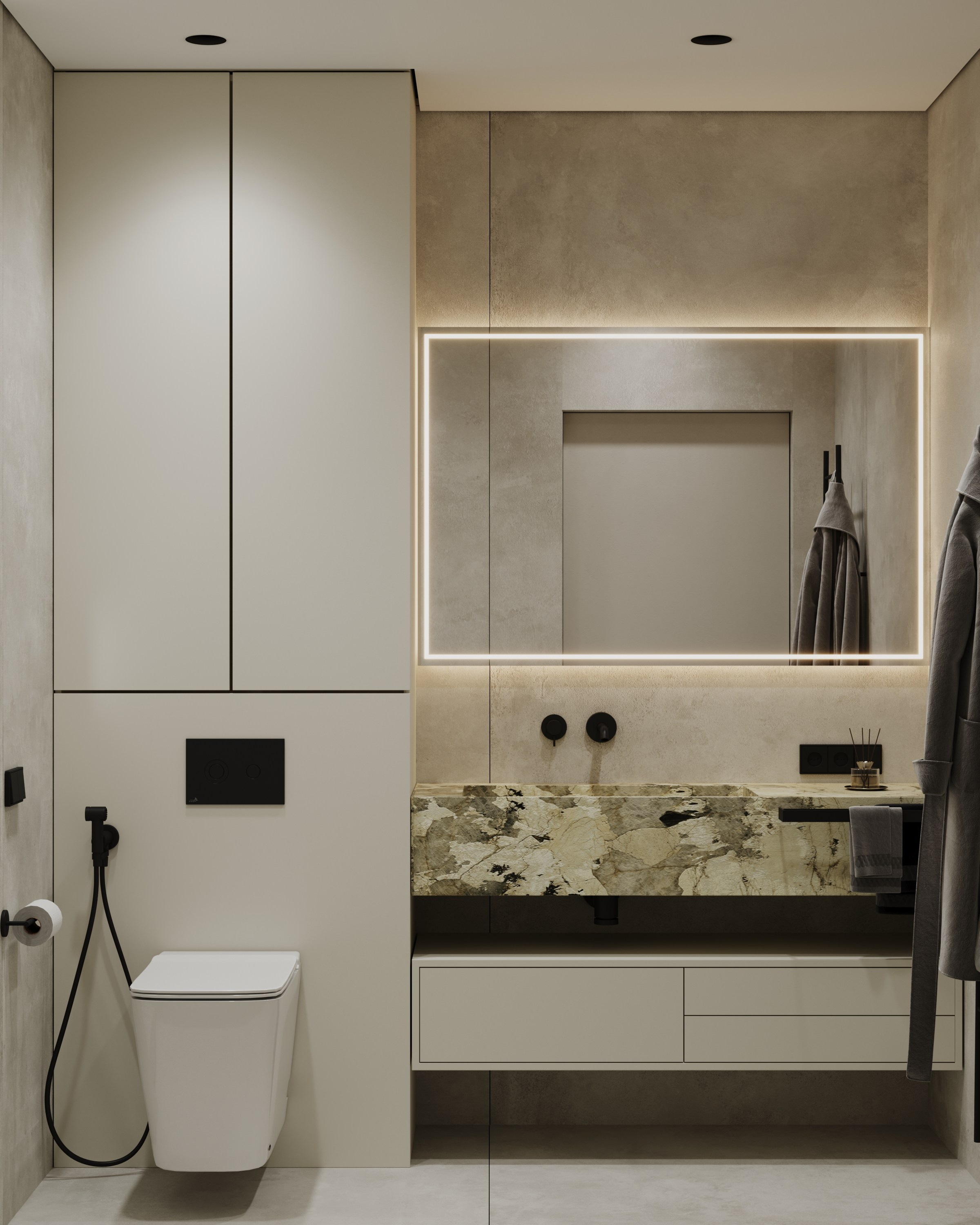 Санузел № 1. Визуализации интерьера