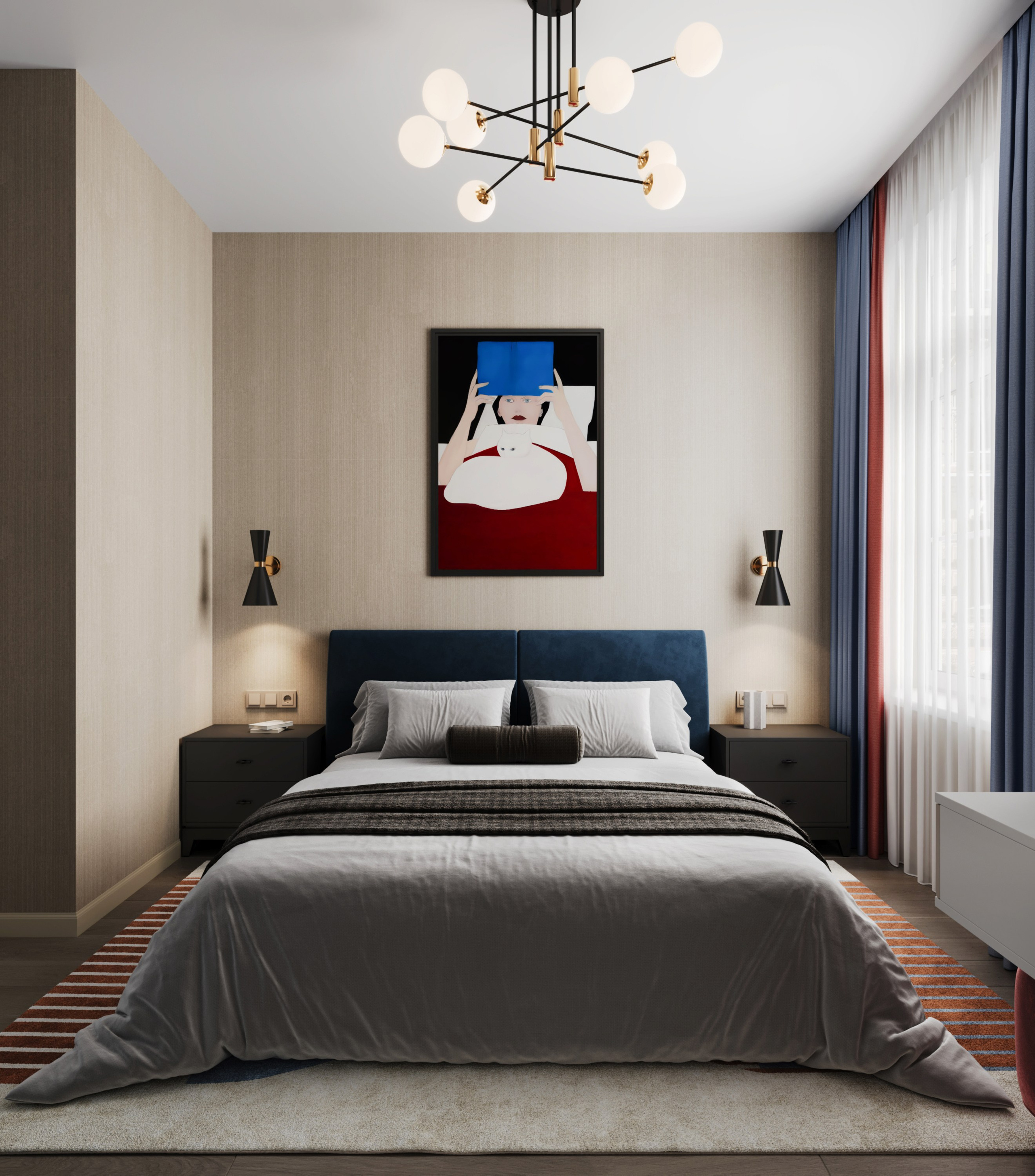 Спальня в квартире ЖК Наследие Ксения Новикова ksudsgn интерьер с авторским почерком аренда центр Петербурга спокойный цвет