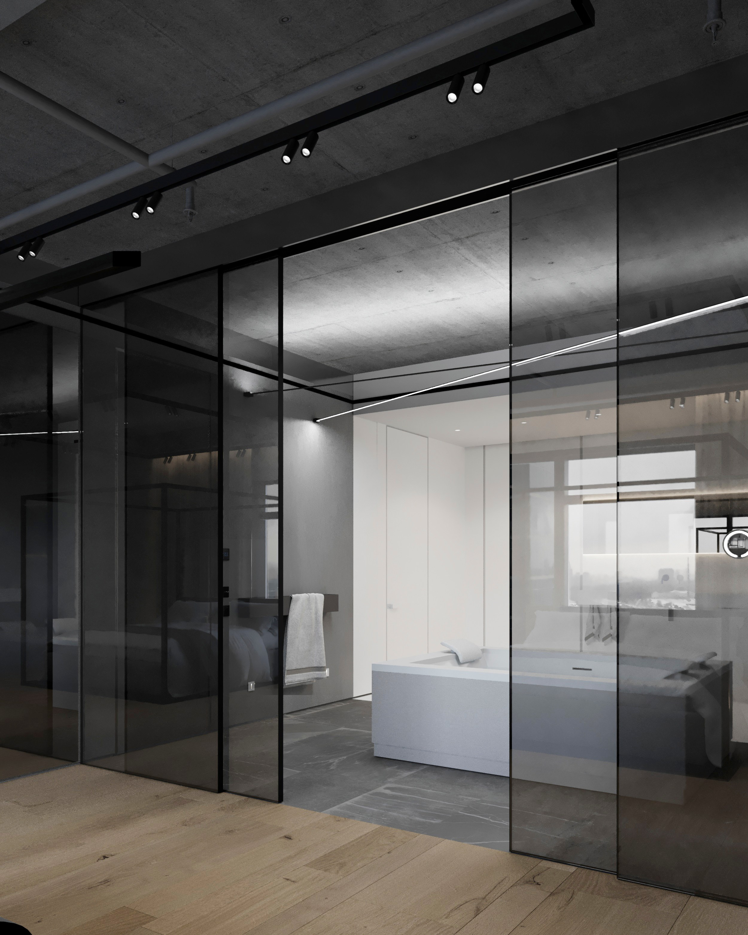 Апартаменты в небоскребе. Архитектурные интерьеры