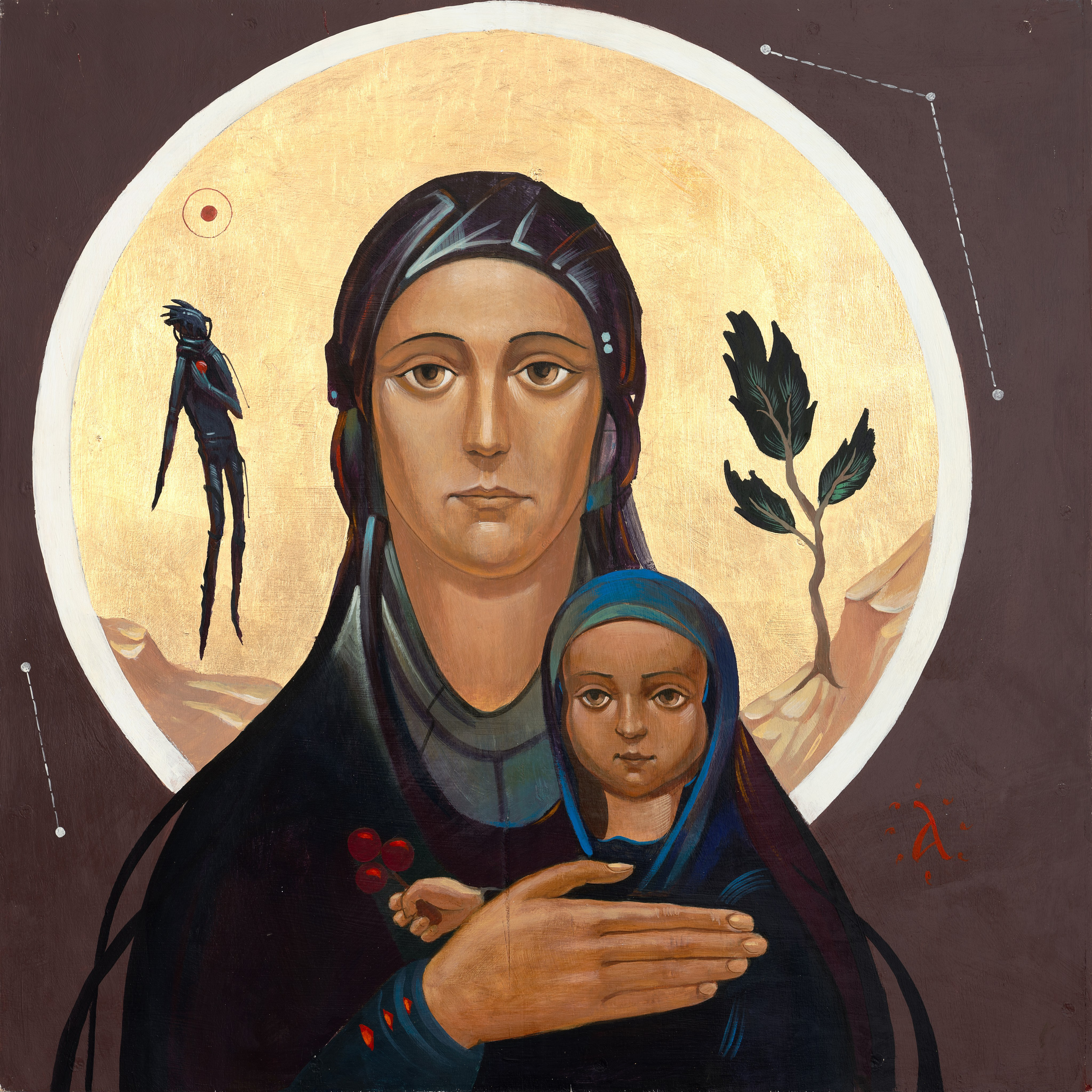 «Андромеда» - художник Антон Фролов (дерево, темпера, поталь, 75x75 см, 2016)