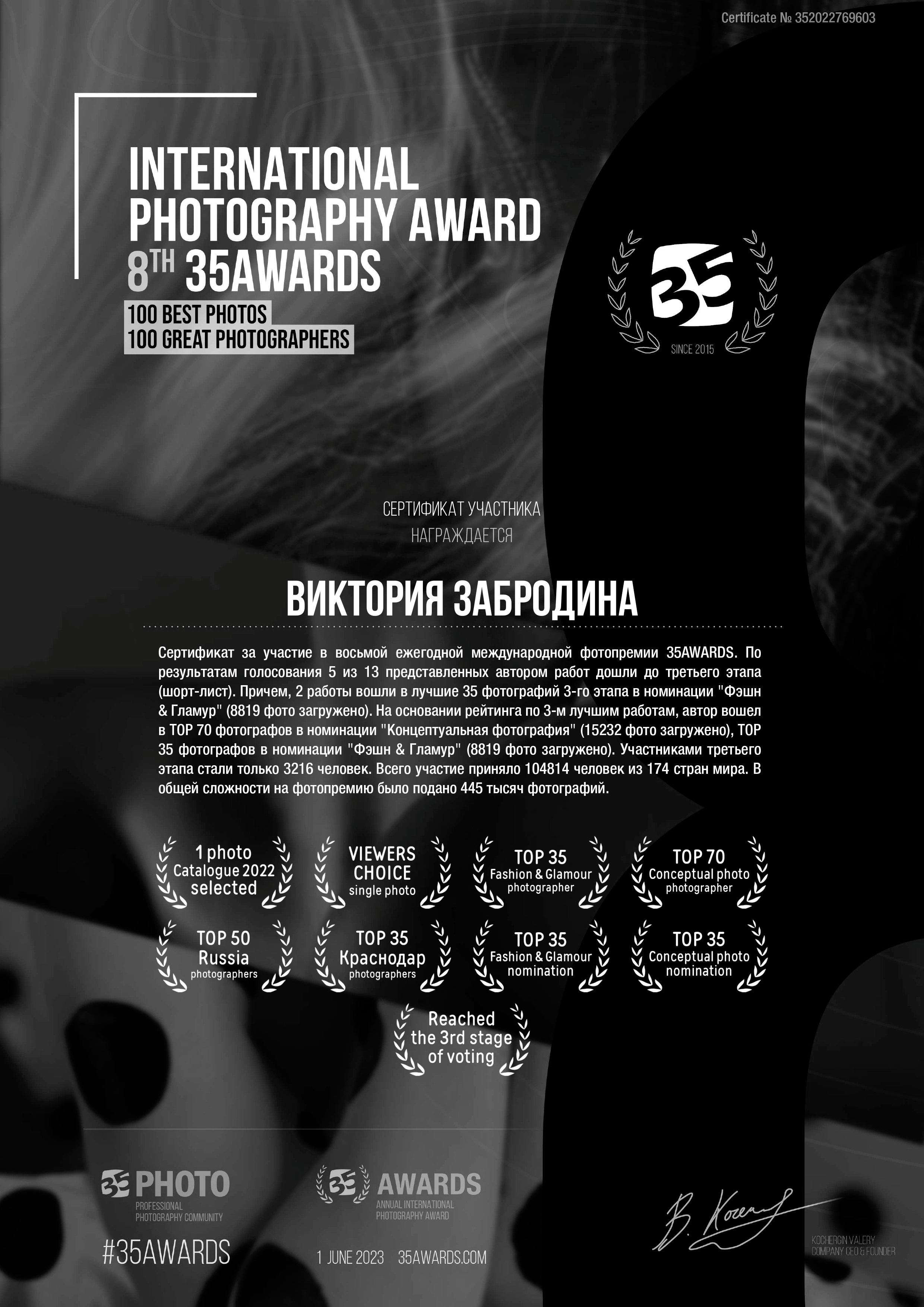 35awards. Арт-фотограф Виктория Забродина