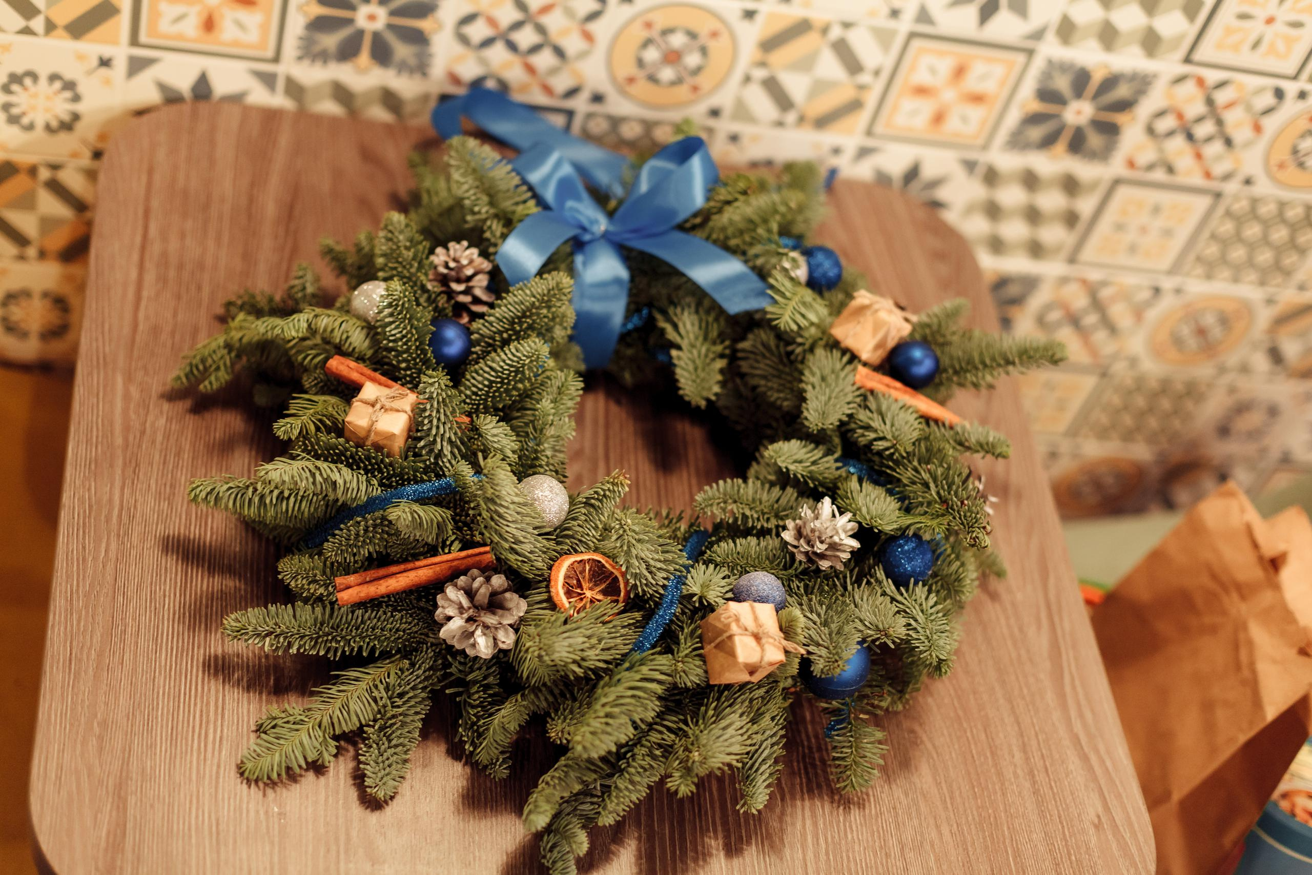 Новогодний венок. Флорист Маргарита Гладкова
