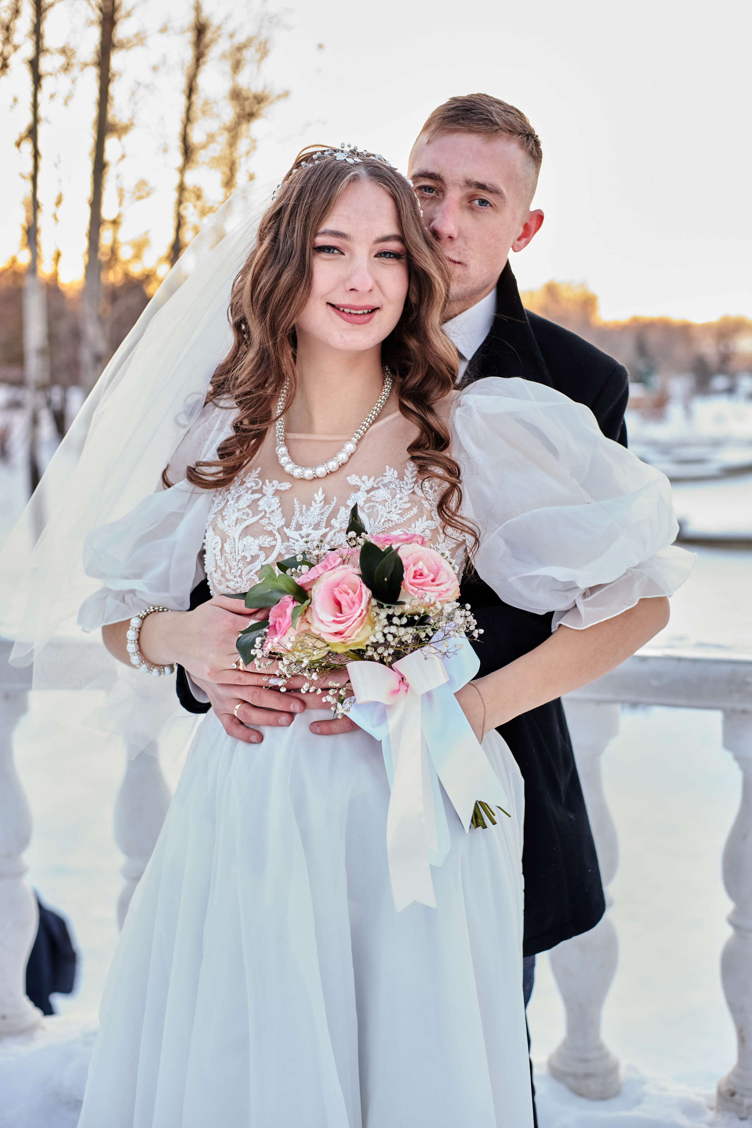 Зимняя свадебная прогулка Дианы и Георгия. Профессиональный фотограф Максим Романов в городе Хабаровске