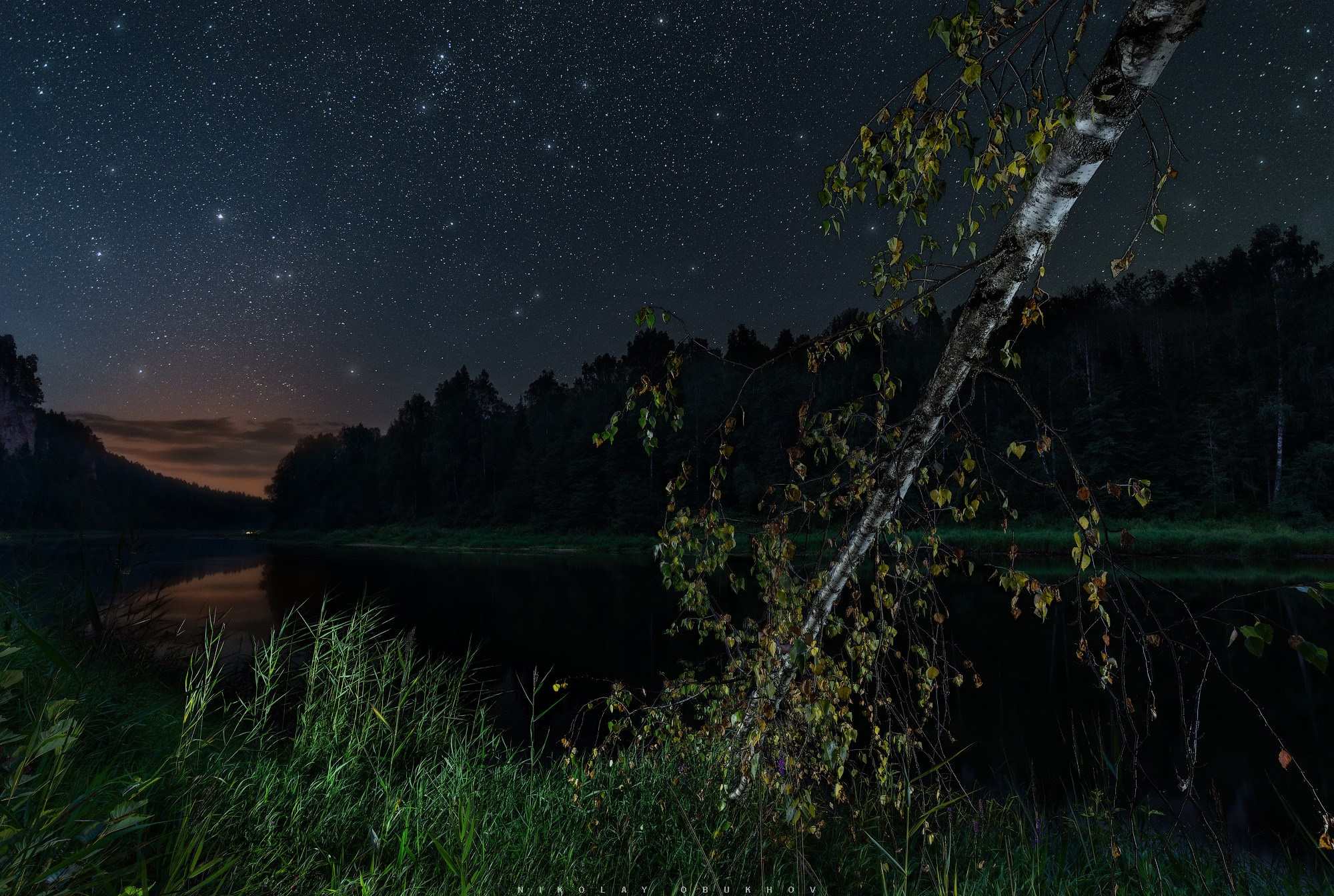 Ночной пейзаж на берегу реки Чусовой