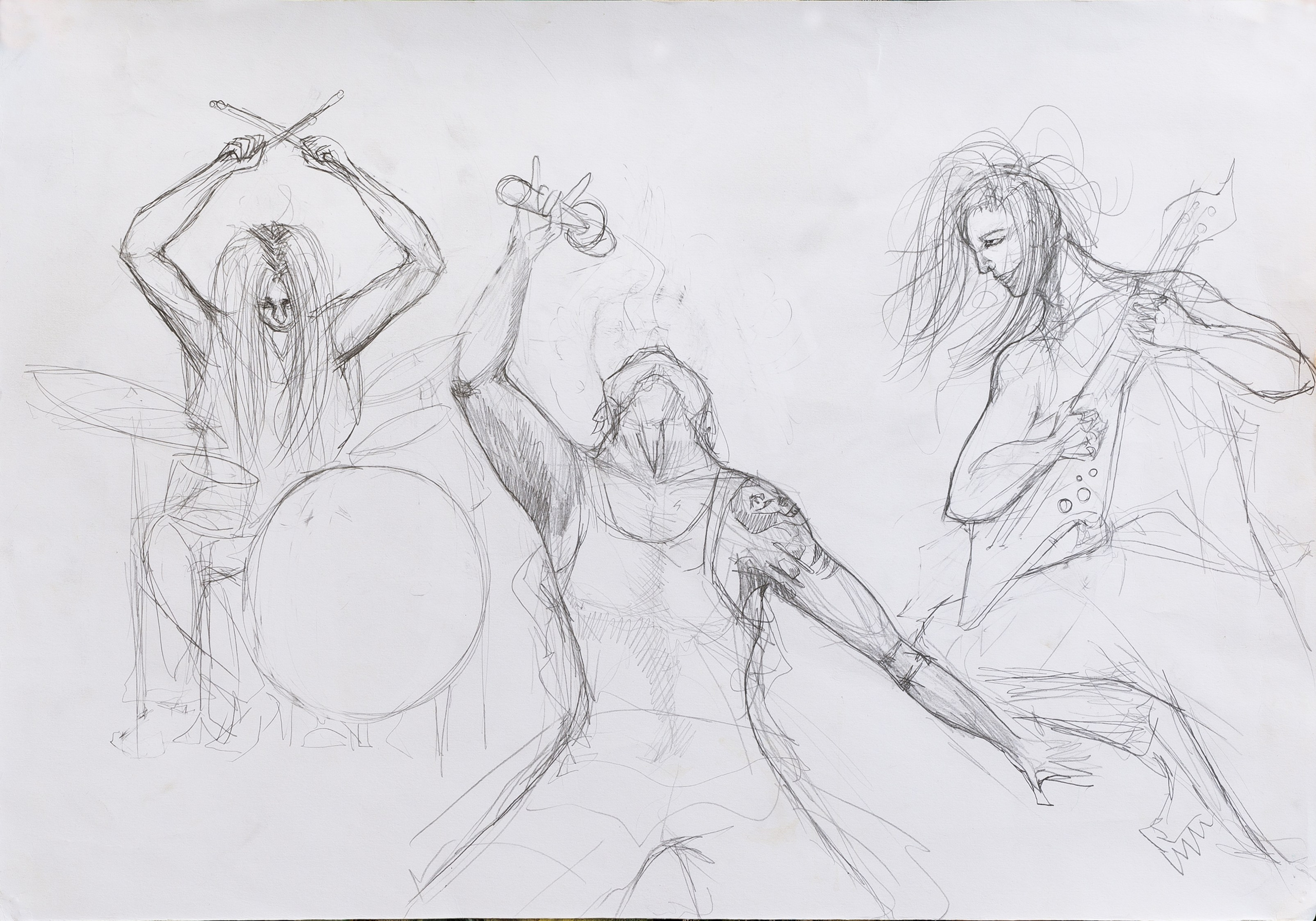 Рок-группа бумага, карандаш, 20x30 см, 2016