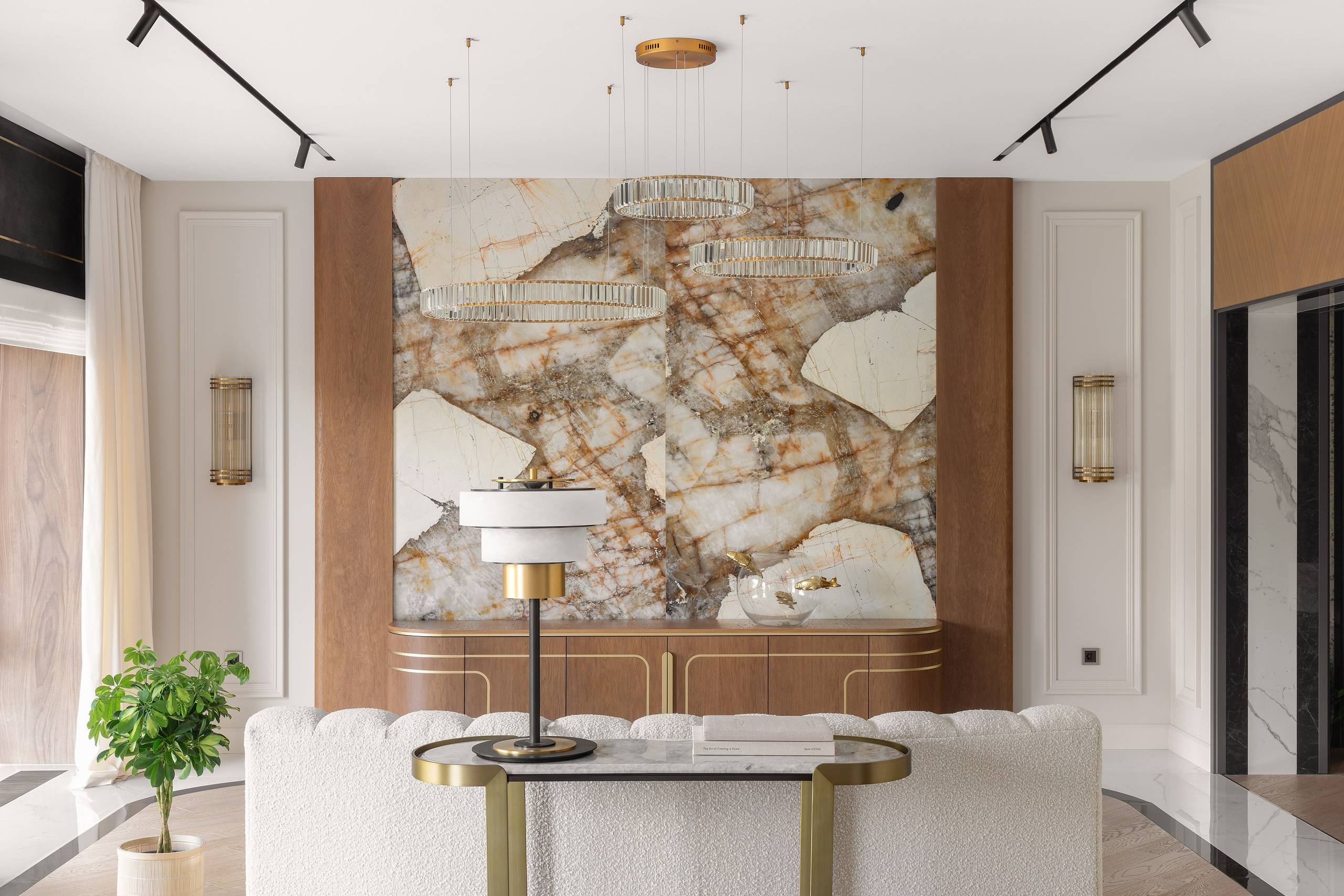 Фотографии большой гостиной частного дома в эклектичном стиле