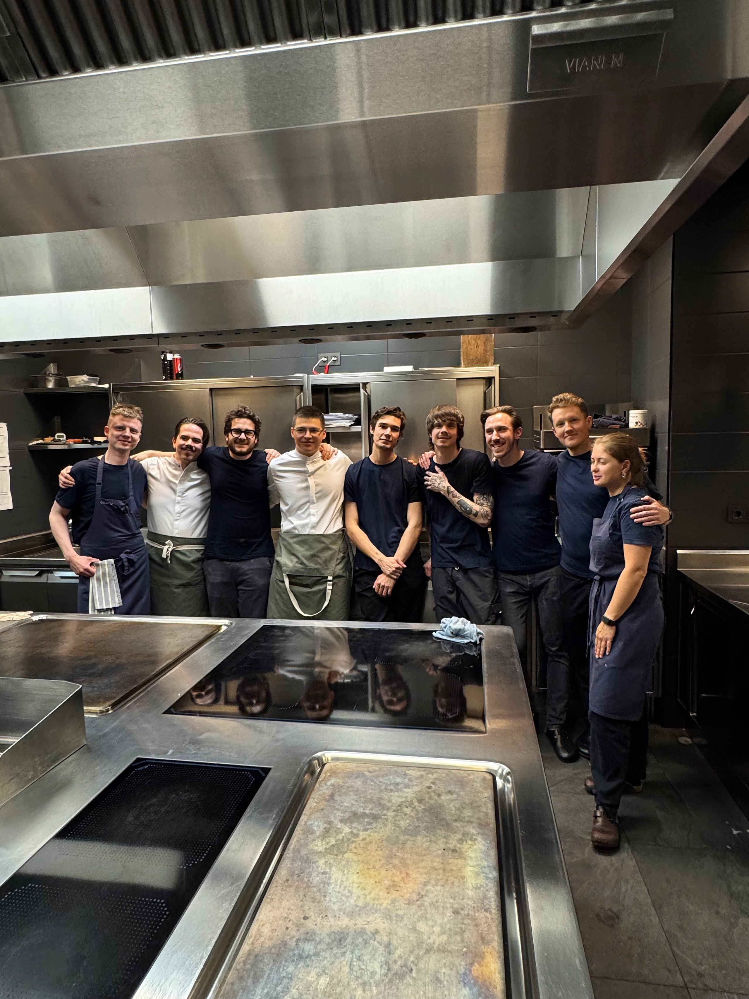 Nicanor Vieyra, Thomas Halpin and I — in the Olluco kitchen
