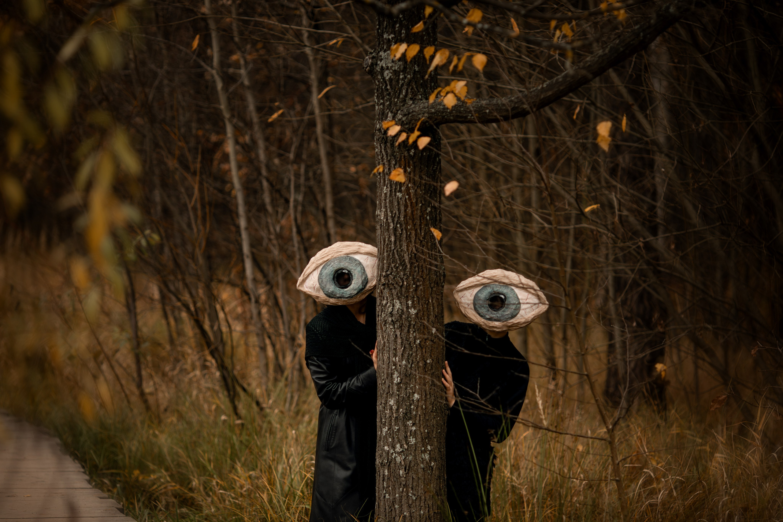 Фотопроект «Духи леса» — маски из папье-маше, свет и тишина природы. Фотограф Анна Грошикова — авторская съёмка на рассвете и закате в Москве, Мытищах, Солнечногорске и Московской области