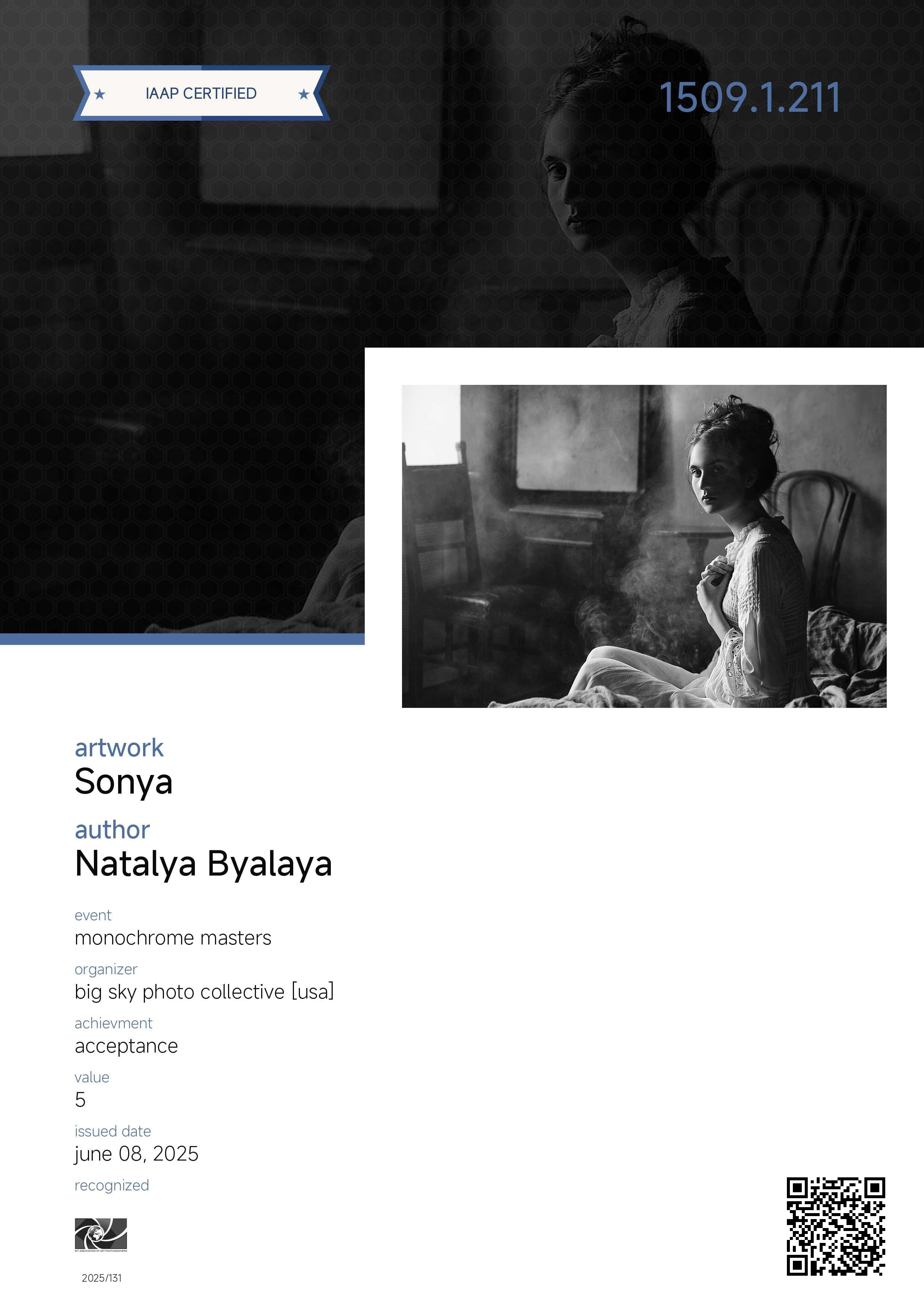 Награды. Портретный фотограф из Санкт-Петербурга Наталья Бялая