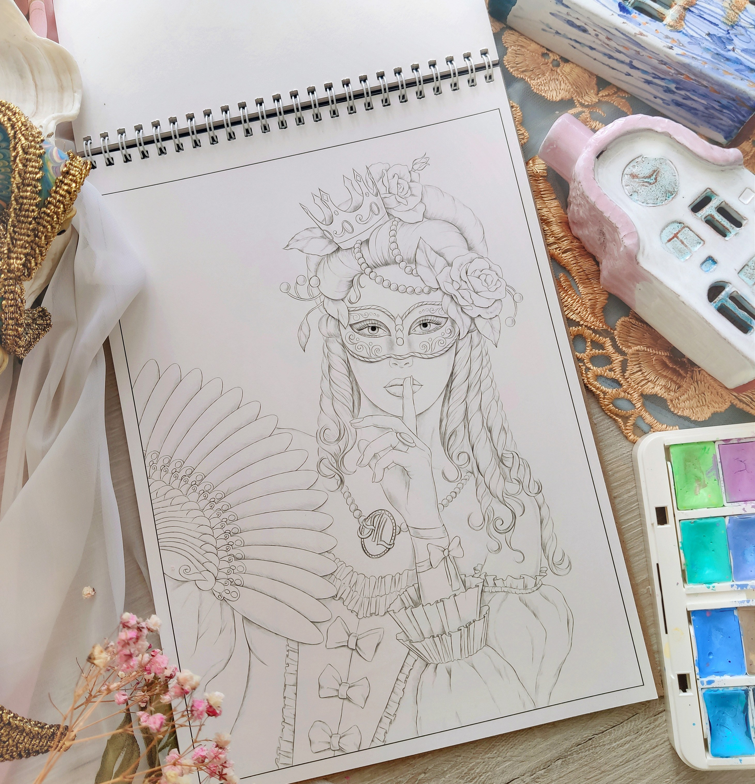 Авторская раскраска Маскарад. Раскраски Алёны Лазаревой