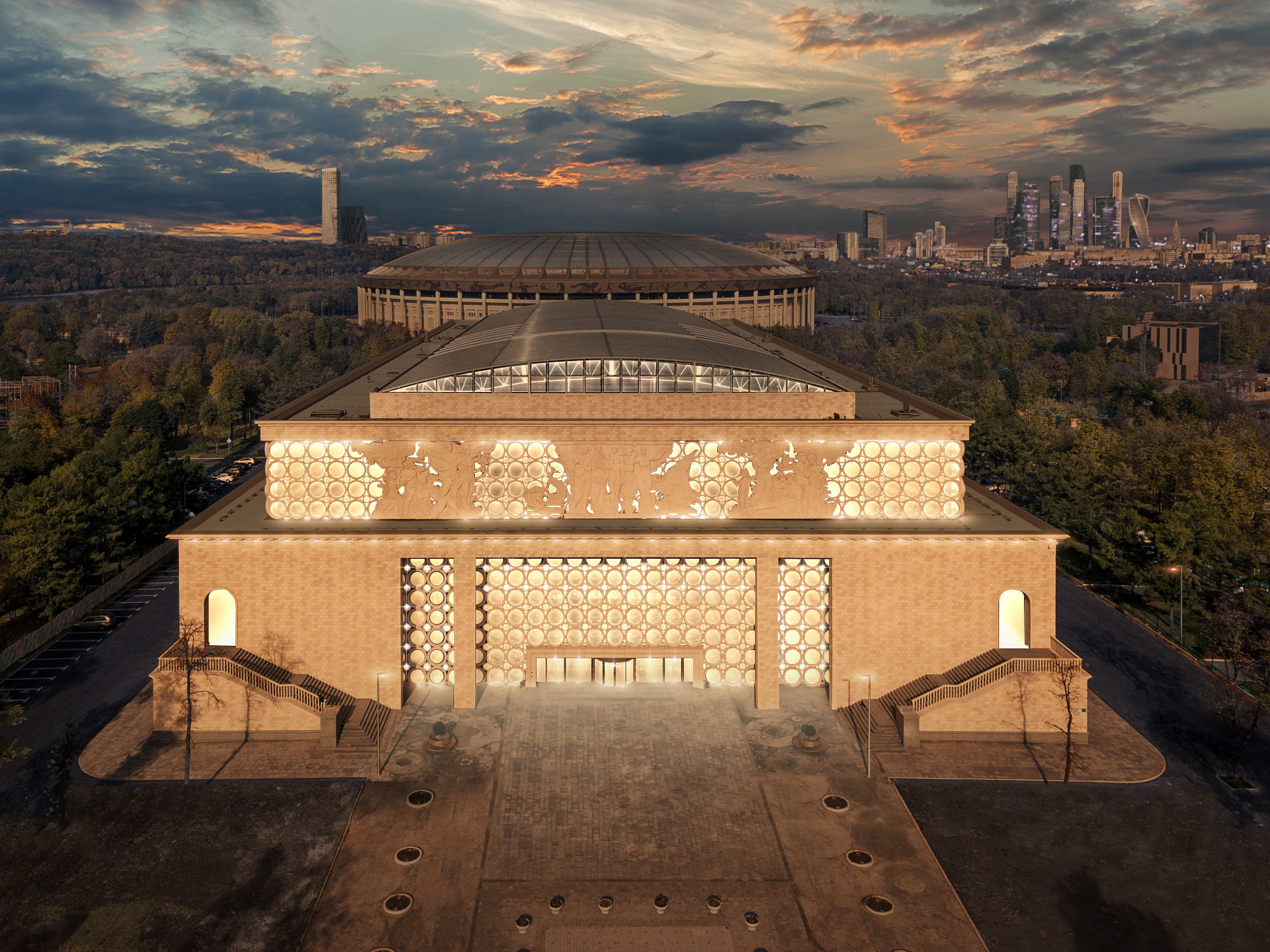 Постпродакшн и ретушь в Москве | Ретушь День в вечер: Лужники