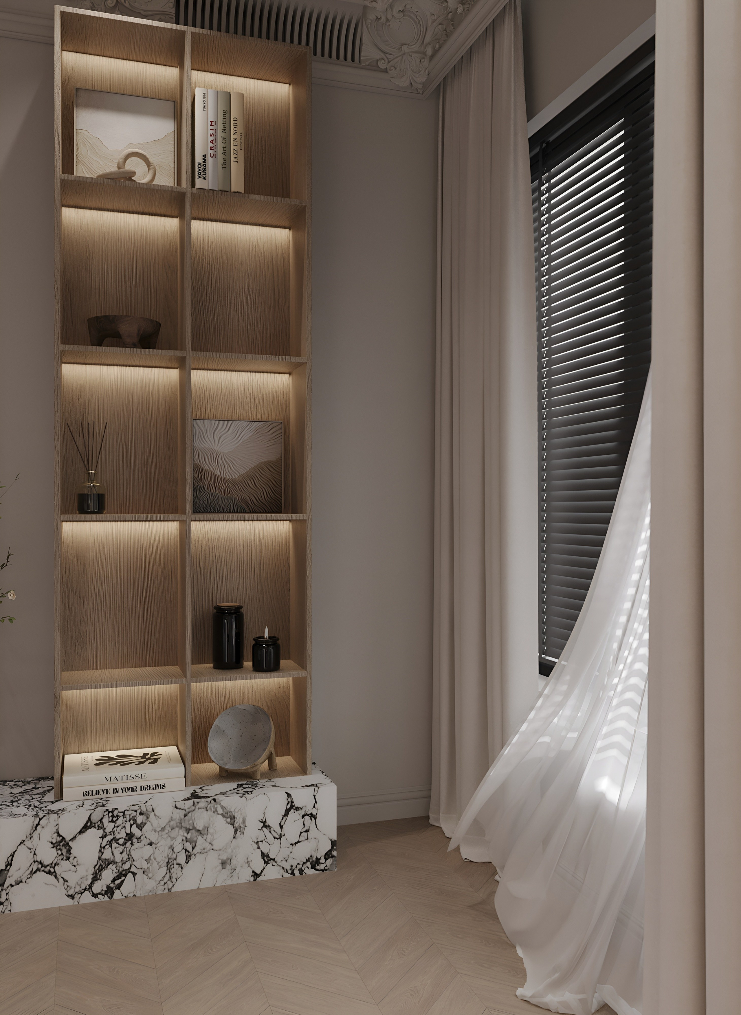 Кухня-гостиная в французском стиле. 3D Визуализация интерьеров жилых и коммерческих помещений