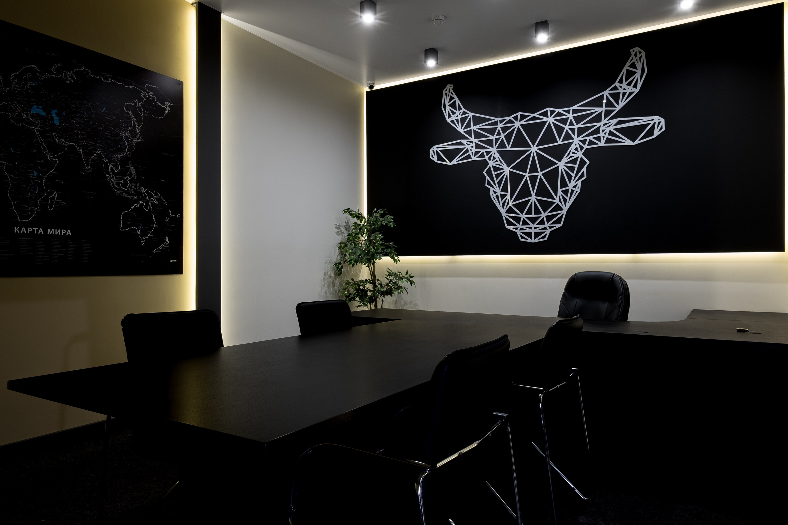 темный офис, современный офис, тёмный офис, тёмный стиль 