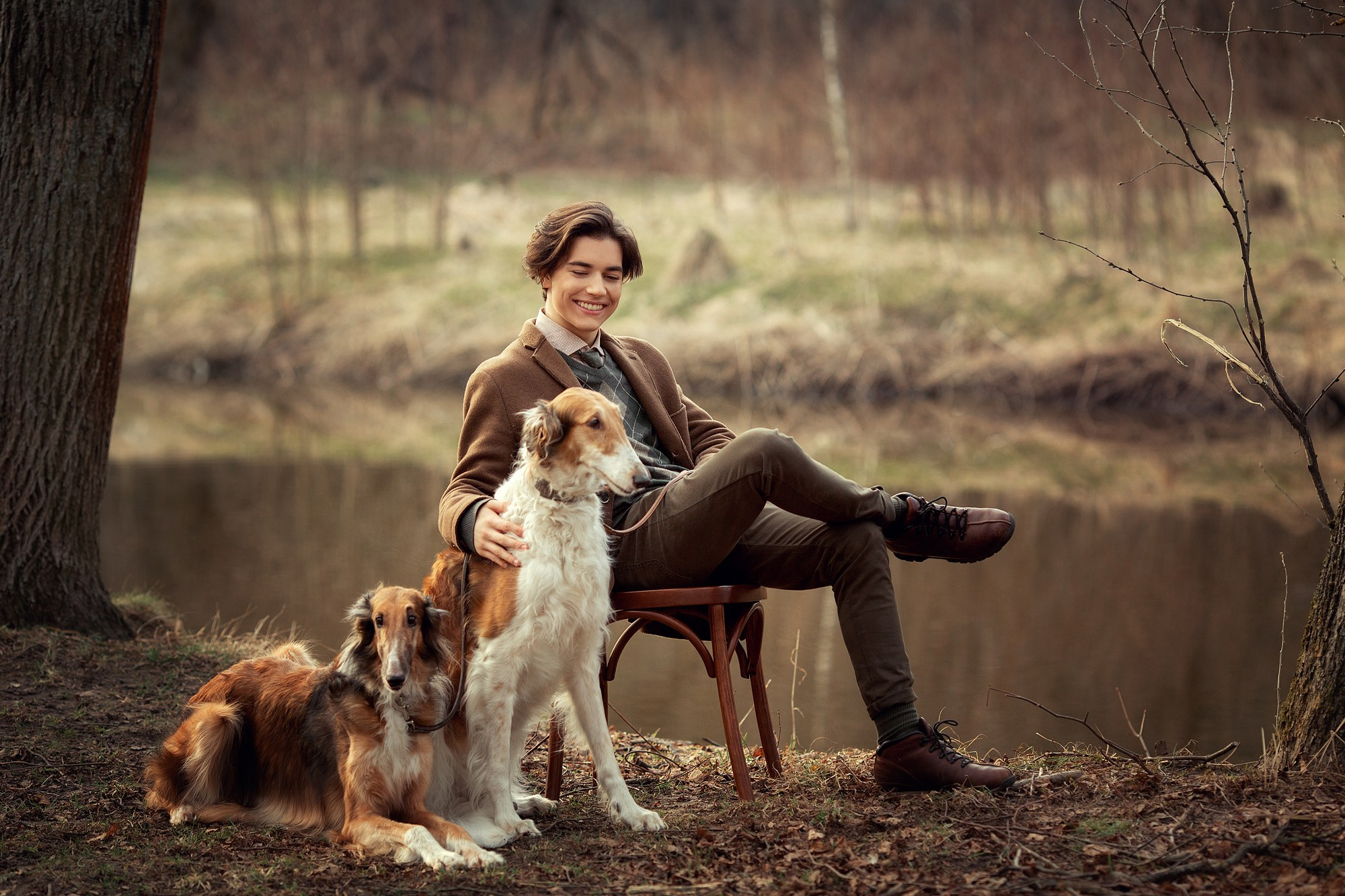 Семейная Фотосессия с русскими борзыми. Семейный фотограф Татьяна Надеждина | Москва, Московская область, Ярославль