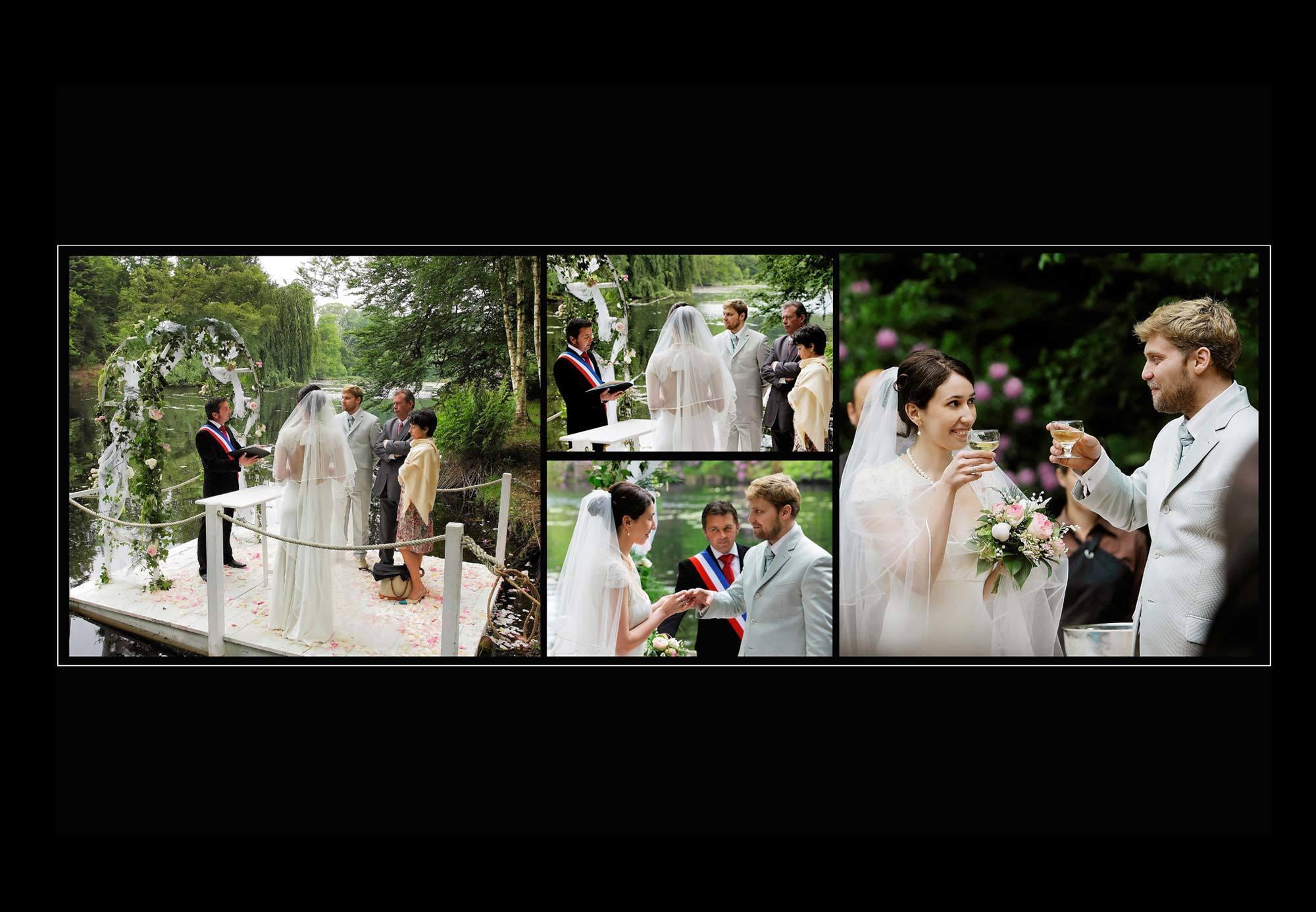 свадебная церемония на пруду, свадебный Рододендрон