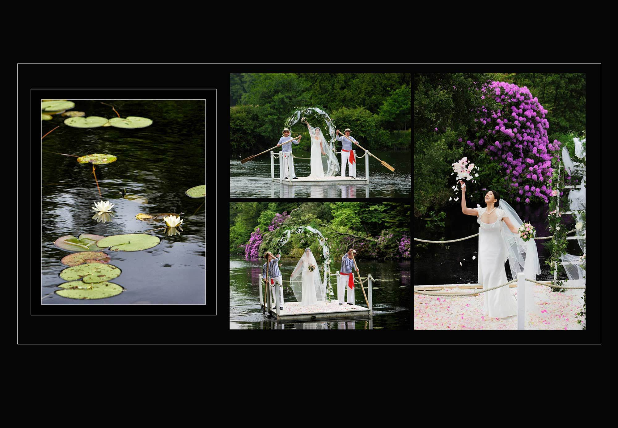 свадебная церемония на озере, цветение Рододендрона, wedding in Brittany