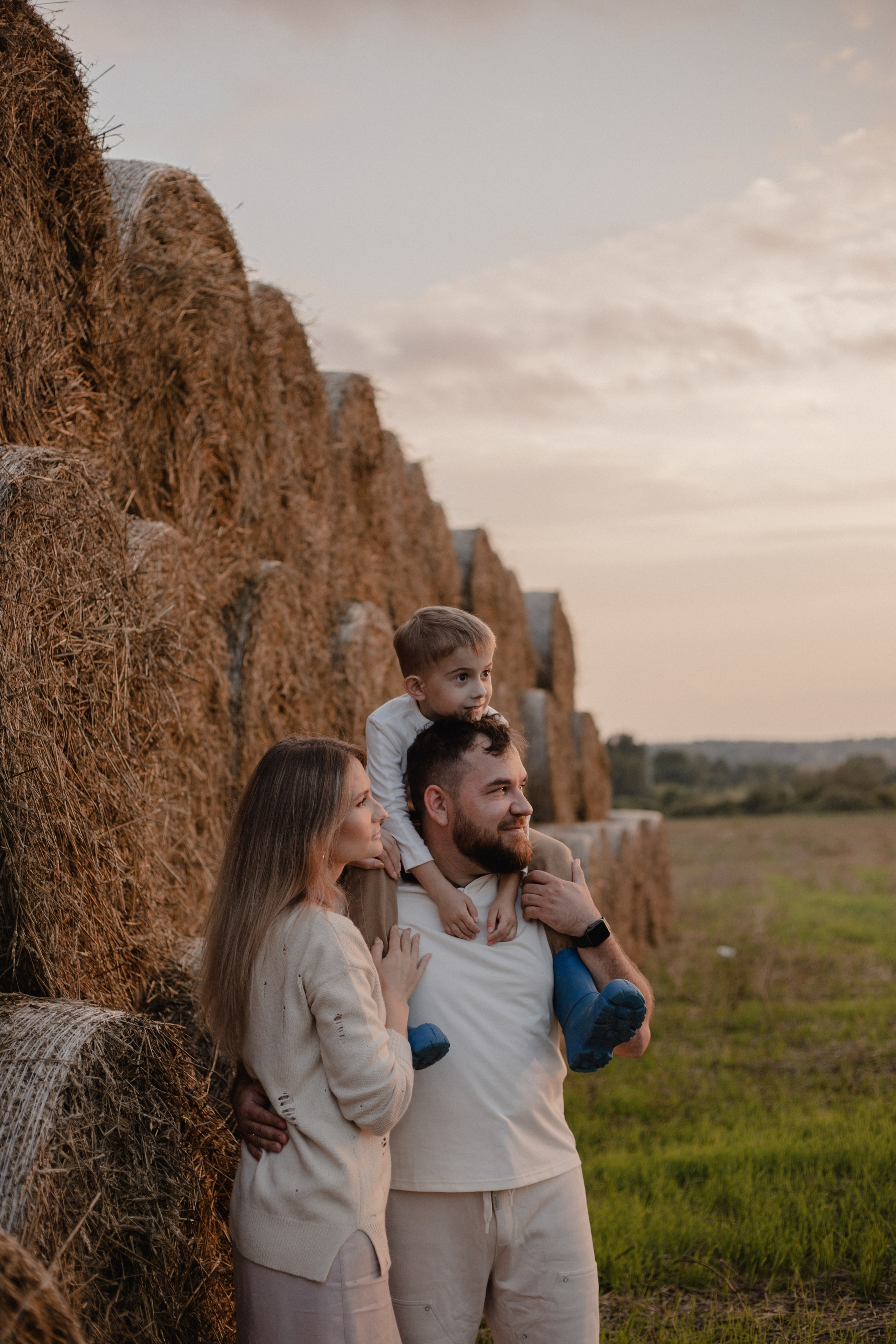 В стогах сена :)