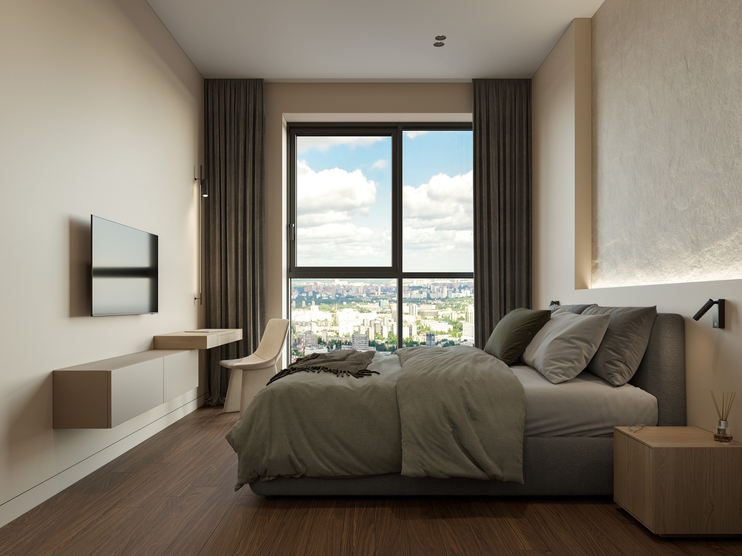 3D Визуализация Квартиры с Панорамными Окнами| Минимализм. Визуализатор интерьера в Москве | Брагин Кирилл