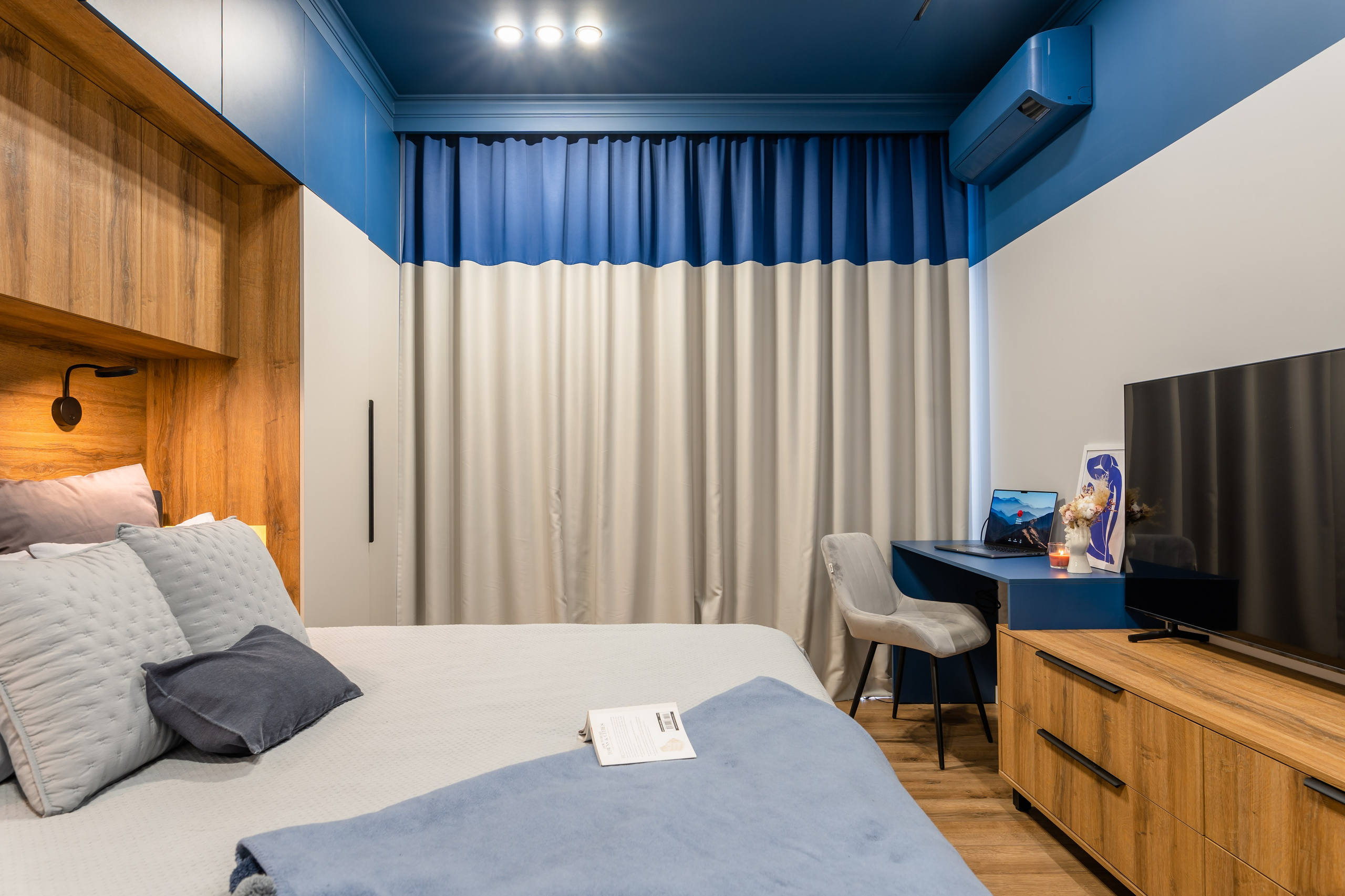 Алматы, Bureau2×2 — реализованный дизайн-проект квартиры, апрель 2023. Интерьерный фотограф Алматы