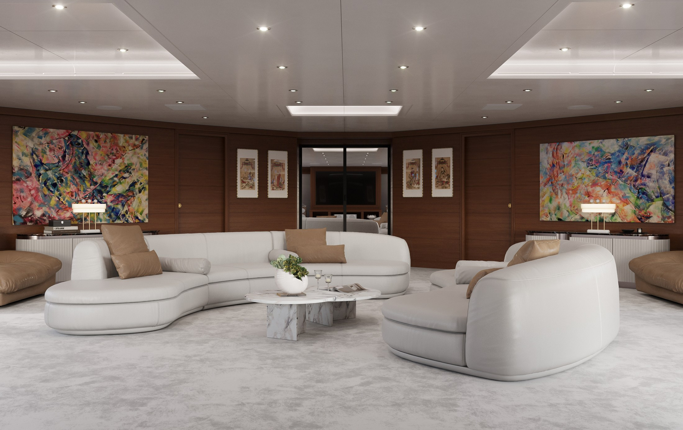 3 варианта гостиной на яхте. Дизайн Марина Павлюченкова. 3D визуализатор интерьеров Ксения Жарко