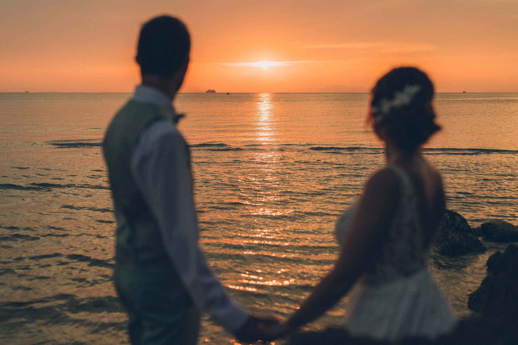 Sunset Beach Wedding with Guests in Koh Samui