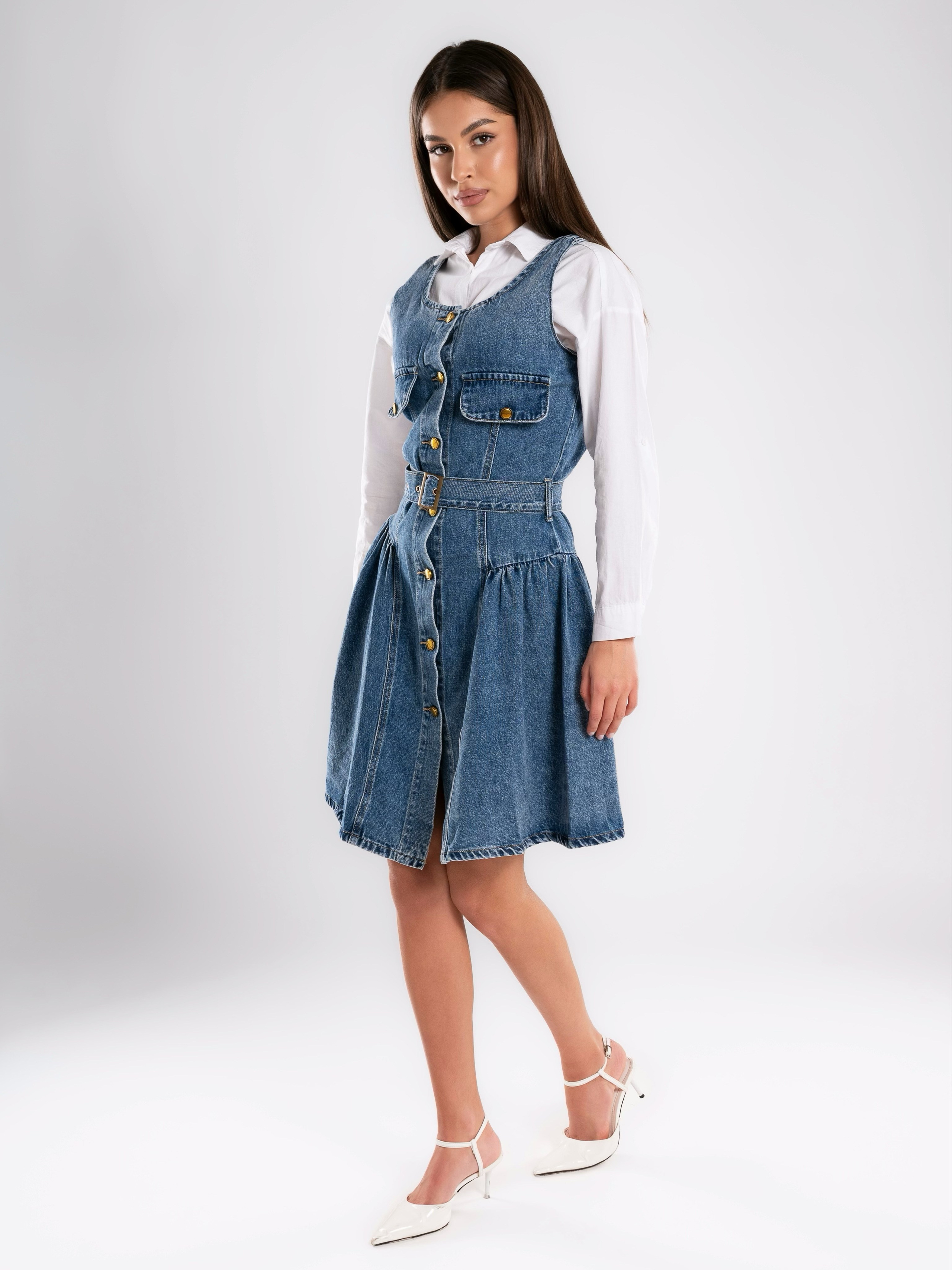 Джинсовый сарафан на 2х моделях. Предметный фотограф, фото для маркетплейсов Пятигорск, КМВ