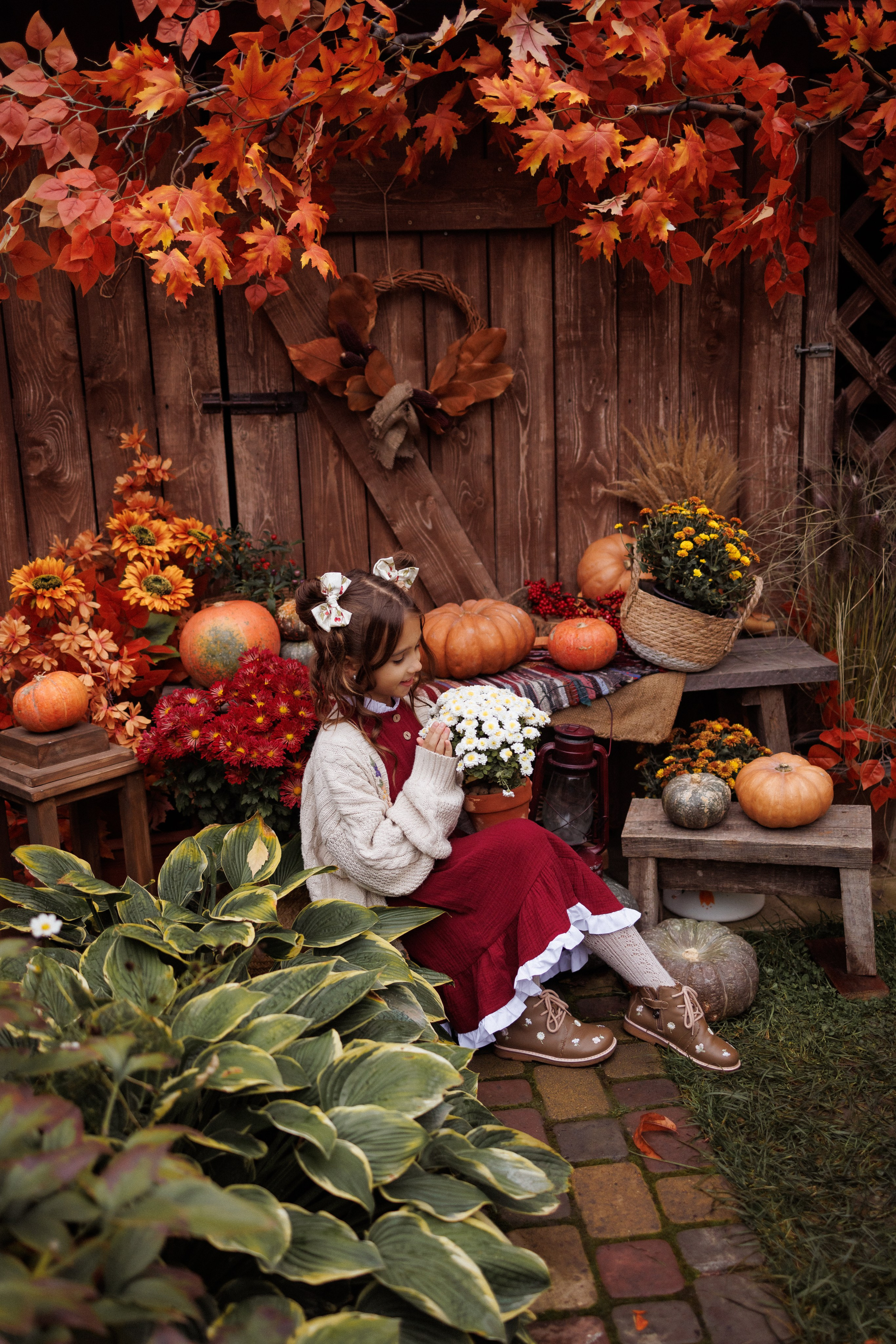 Семейная фотосессия в осенних декорациях фотостудии «Теплица», город Краснодар. Семейный и детский фотограф в Краснодаре Анна Трашкова