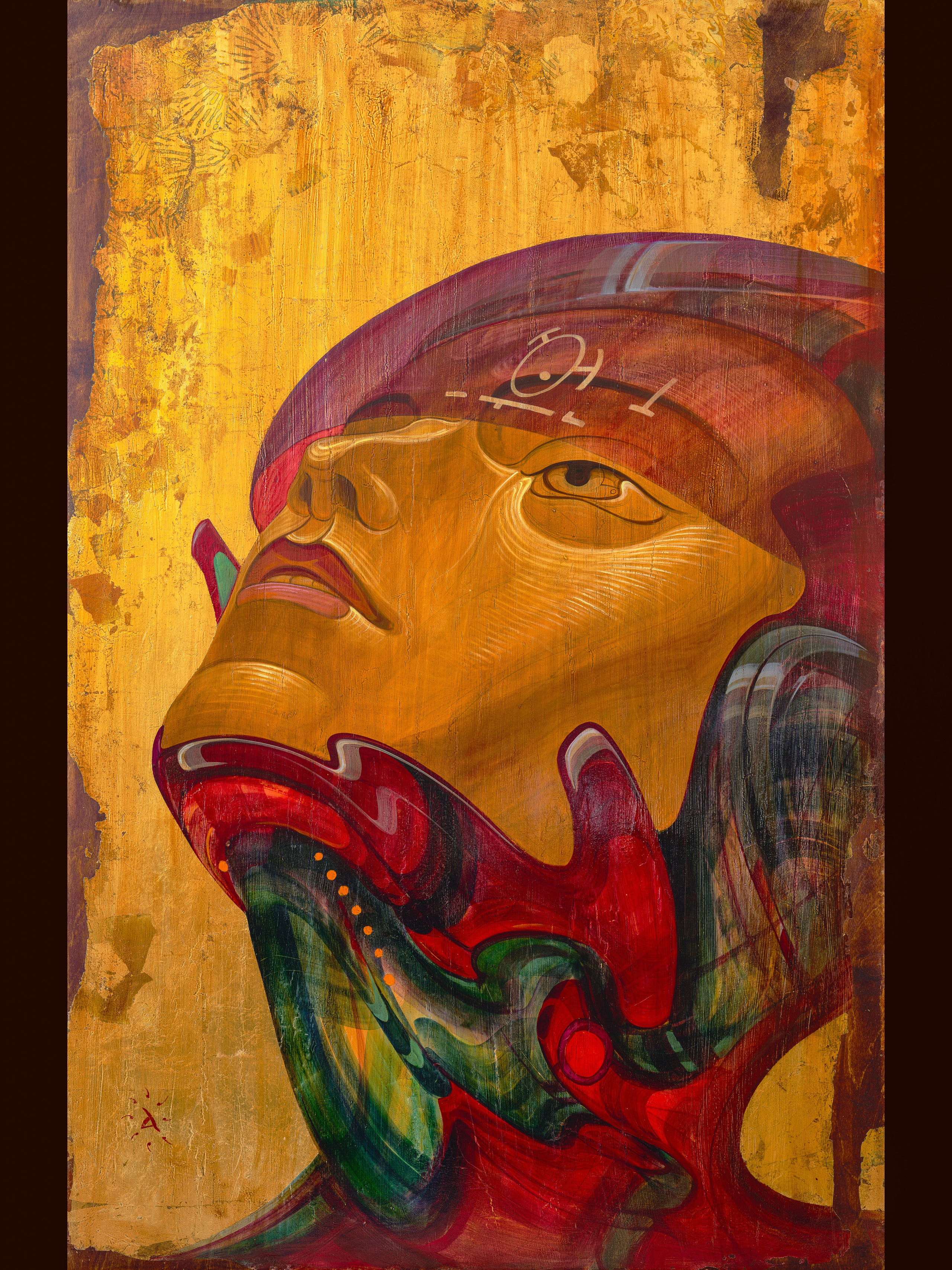 «Вознесени-Е» - художник Антон Фролов (дерево, темпера, поталь, 140x90 см, 2025)