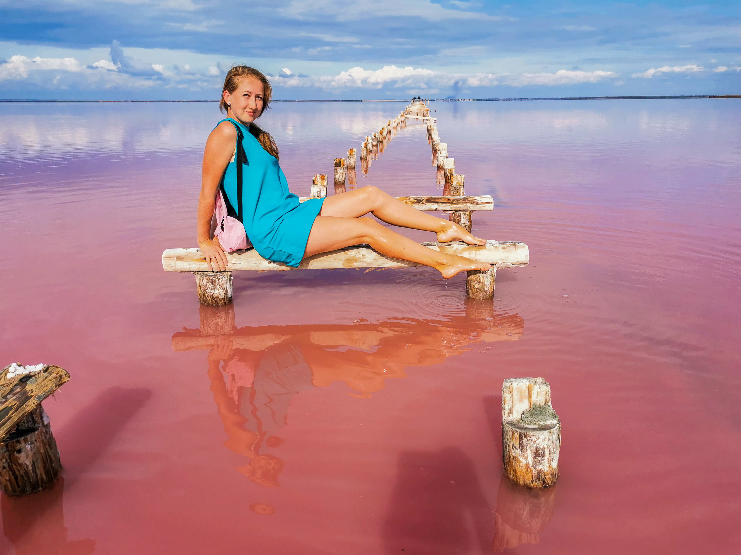 Фотосессия на розовом озере, розовое озеро, Крымское розовое озеро. 