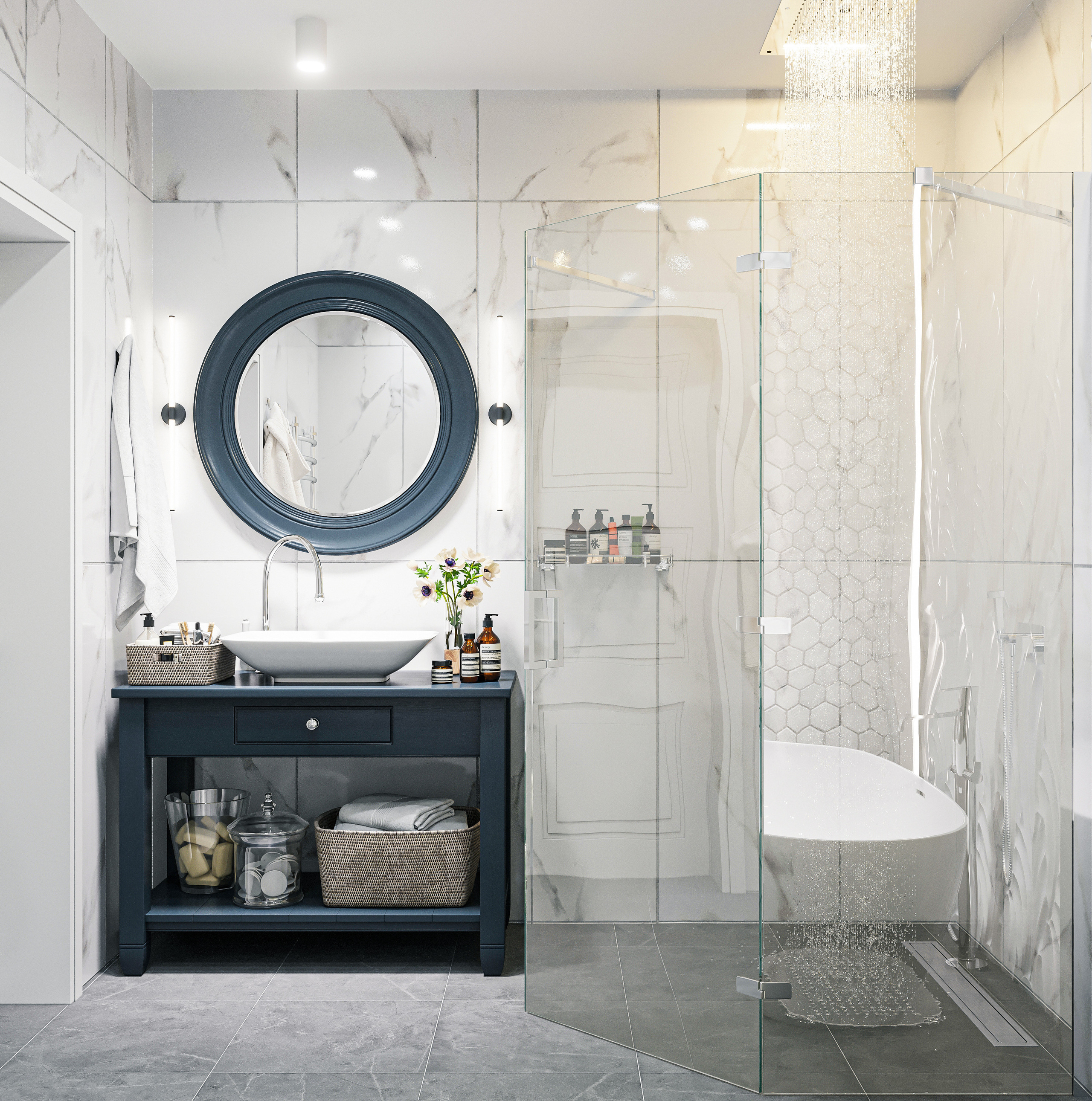 Ванная на первом этаже. Intoo.ru — Дизайн интерьера в Москве. Частный дизайнер Роман Королев