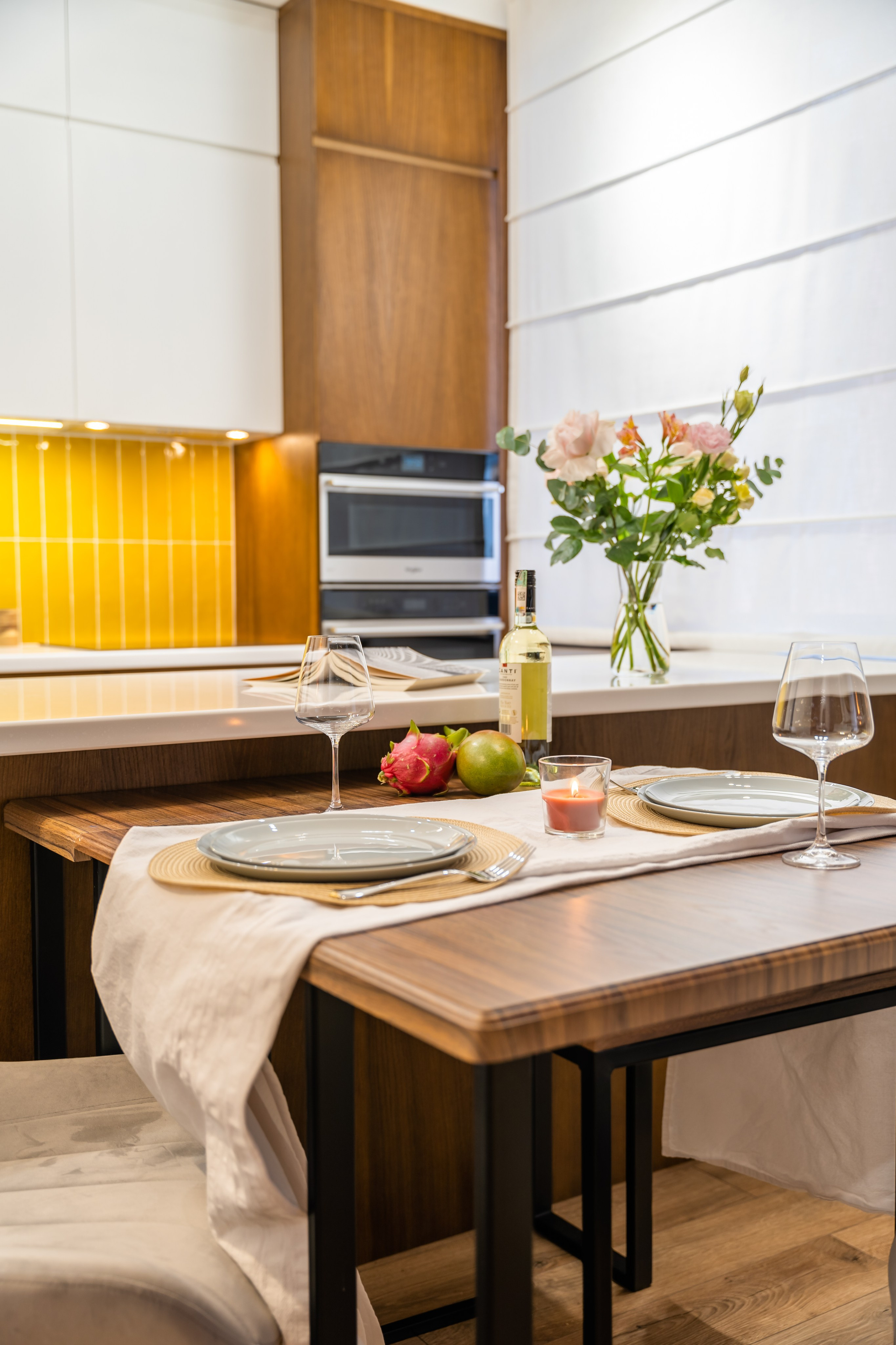 Алматы, Bureau2×2 — реализованный дизайн-проект квартиры, апрель 2023. Интерьерный фотограф Алматы