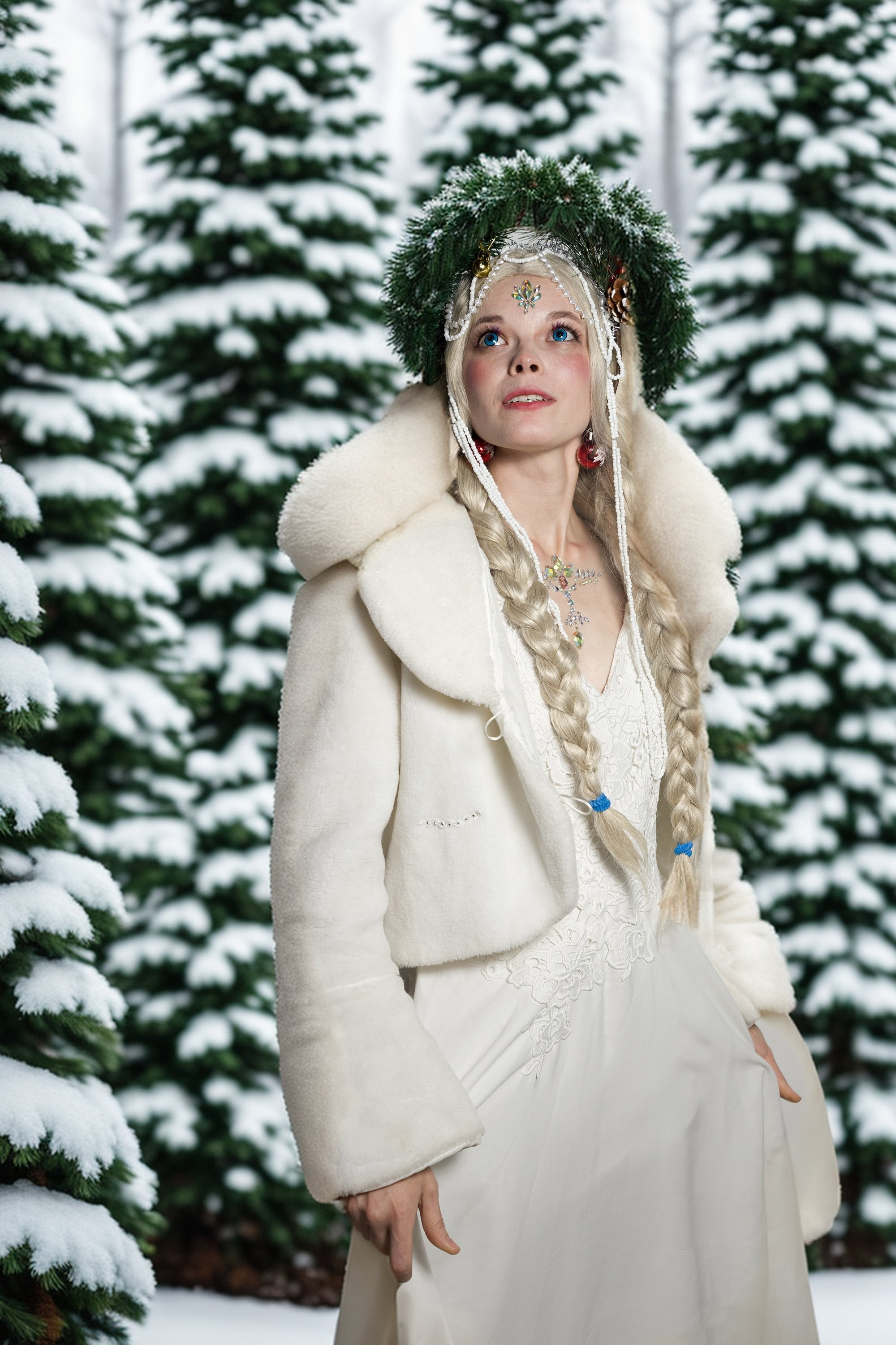 снегурка в снежном лесу