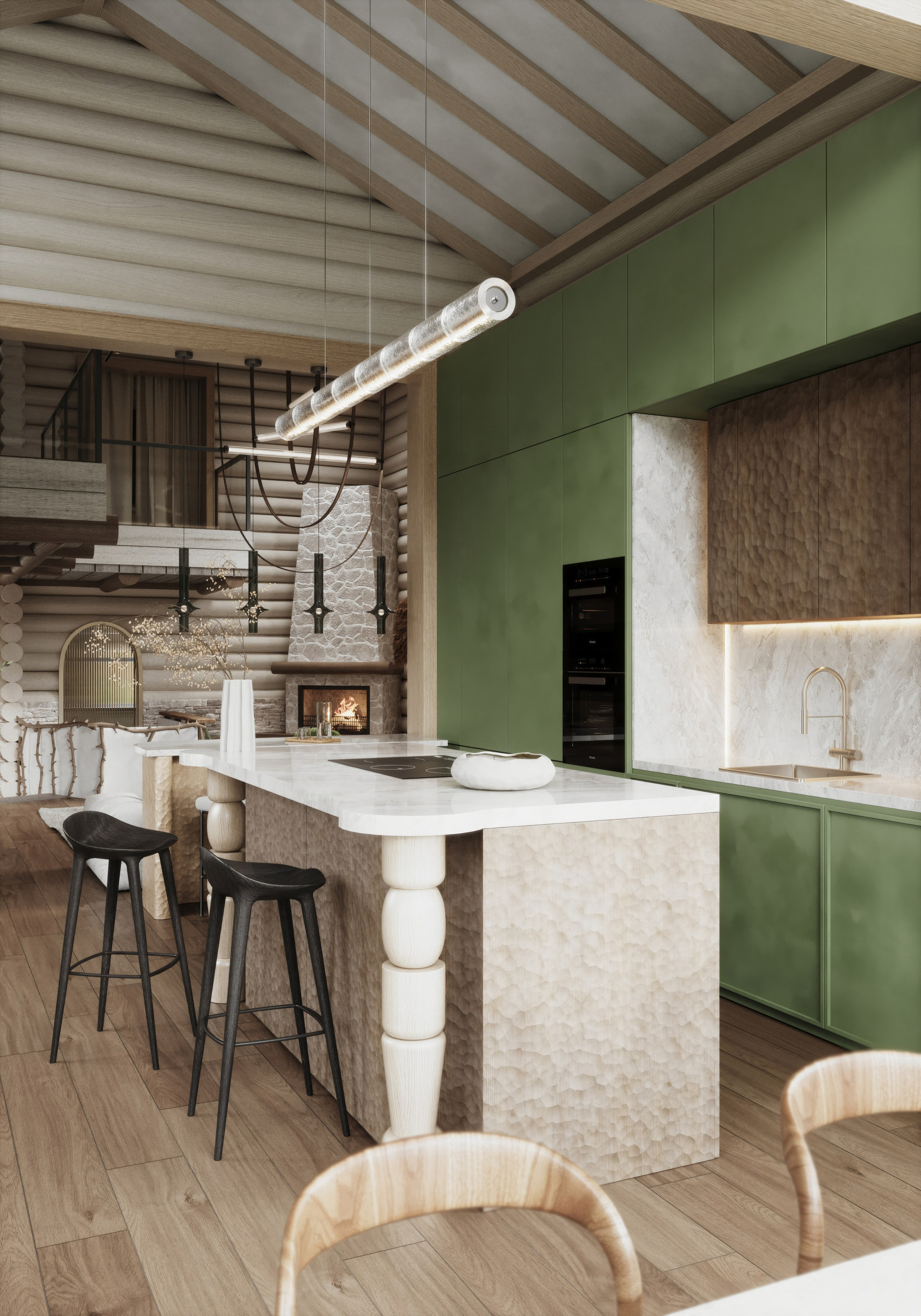 Country house Living-room & Kitchen | Ashe Home. Середа Юлия | Визуализация