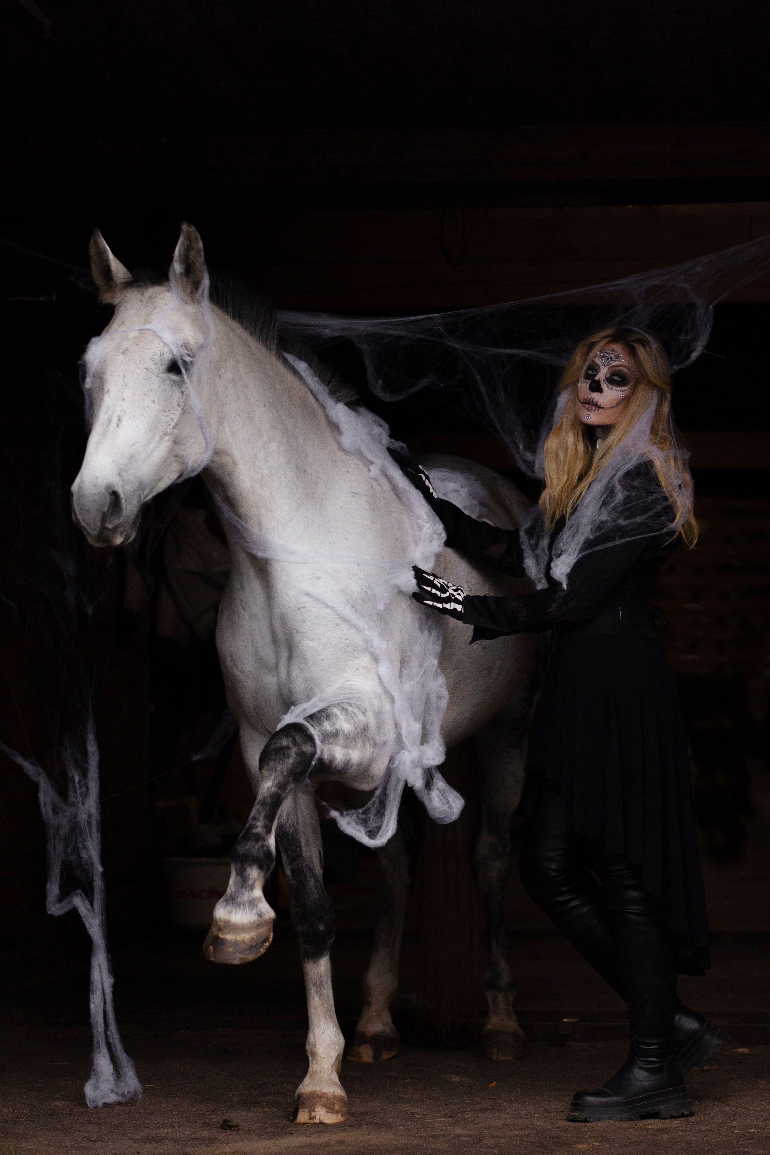 Фотосессия в стиле хэллоуин с лошадью
