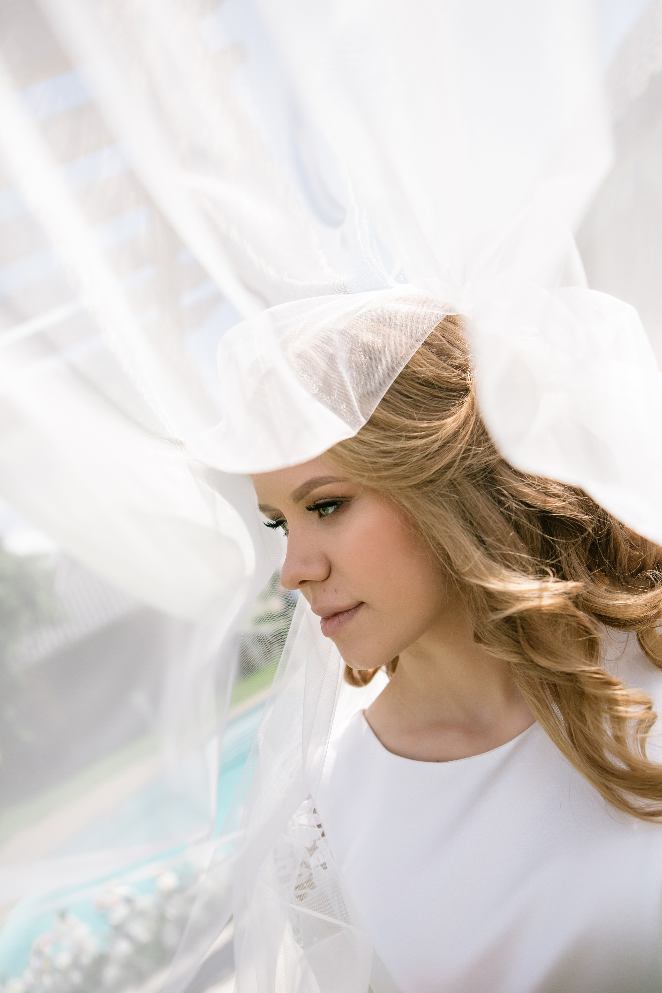 Красивый портрет невесты под фатой