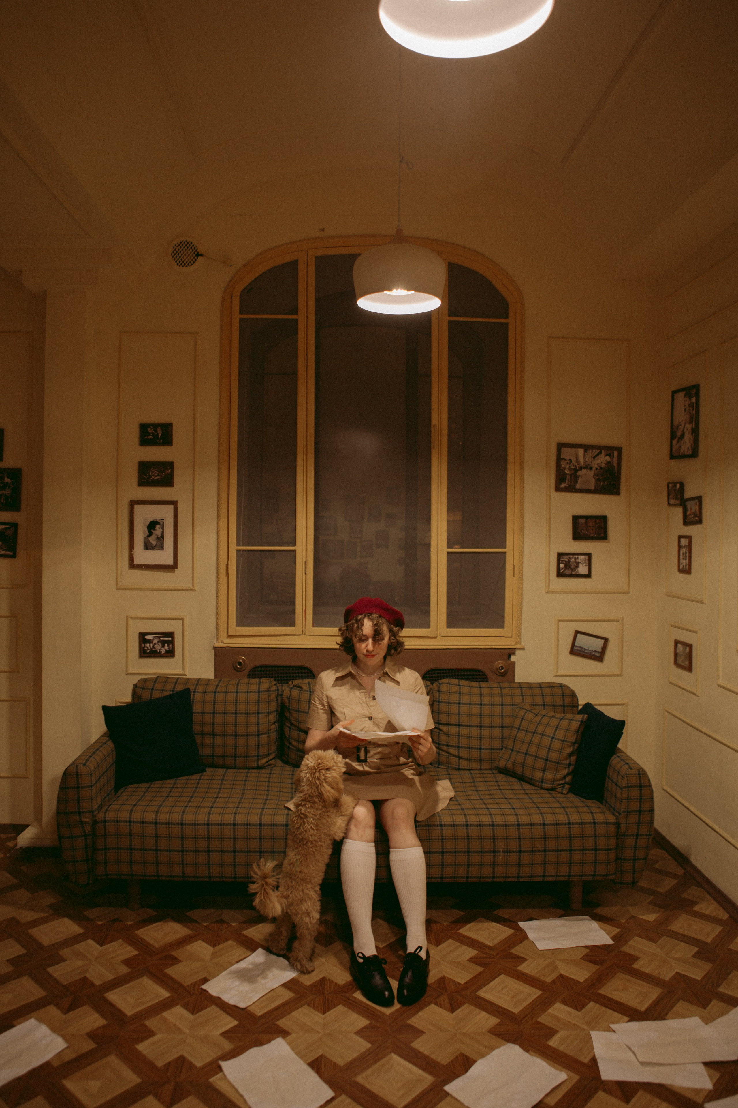 A cinematic daydream in the spirit of Wes Anderson’s style. Portrait, family and pet photographer in Cyprus, Ksenia Bourdelle