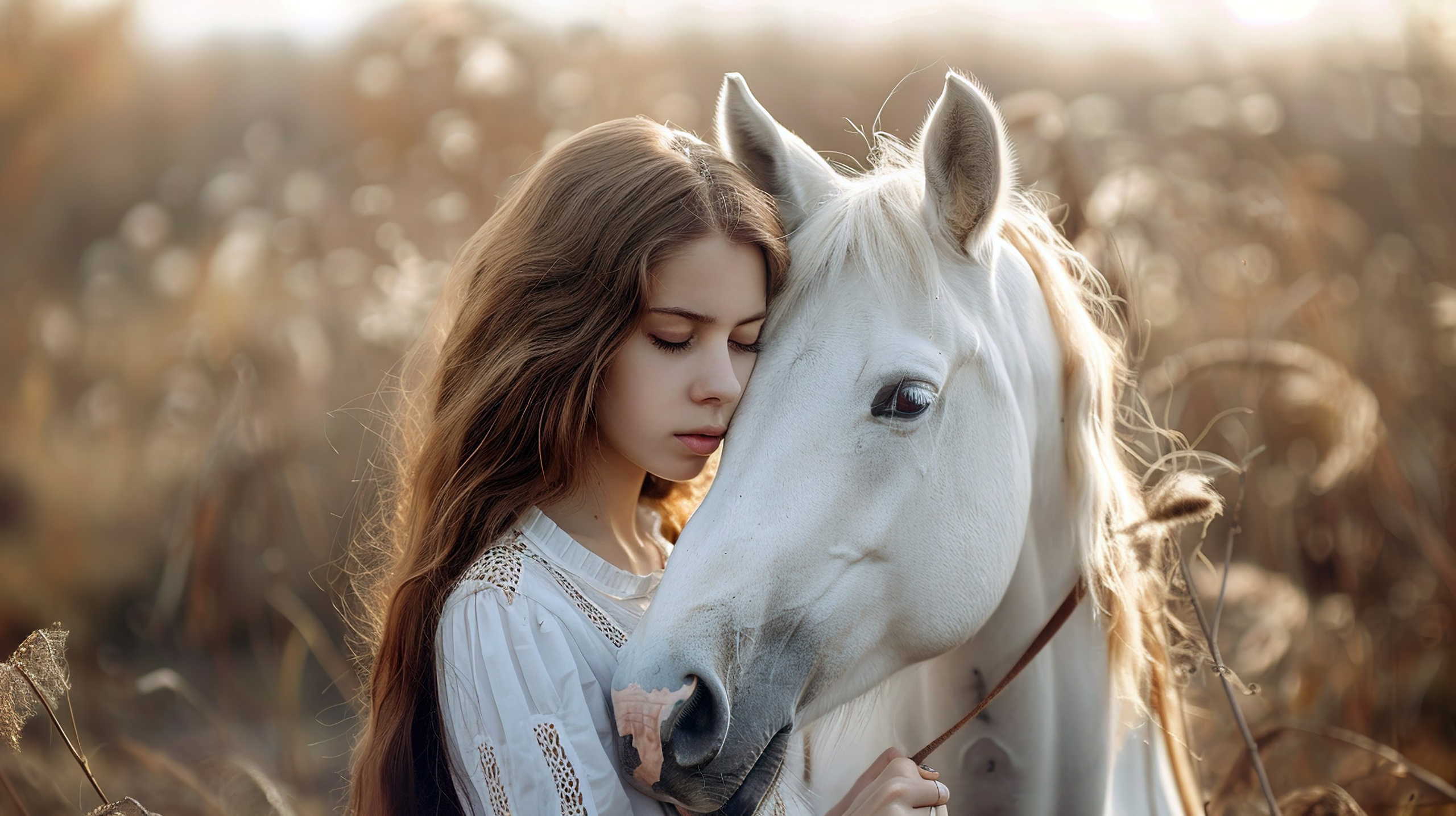 Фотосессия с лошадью в поле в Москве.