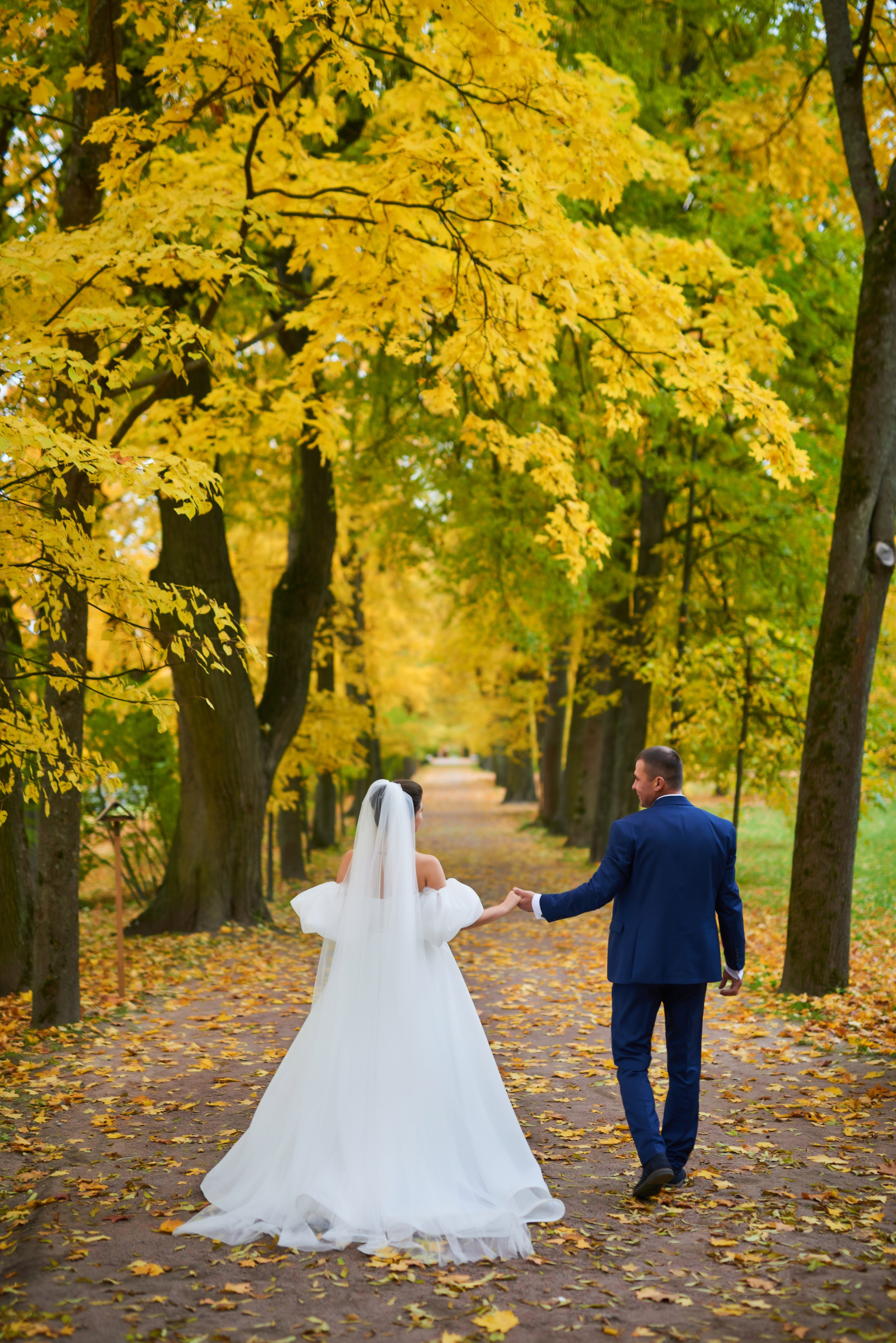 Осенняя свадебная прогулка в Екатерининском парке в Пушкине. Портретный, семейный и свадебный фотограф в Санкт-Петербурге и в Пушкине Ширяев Денис