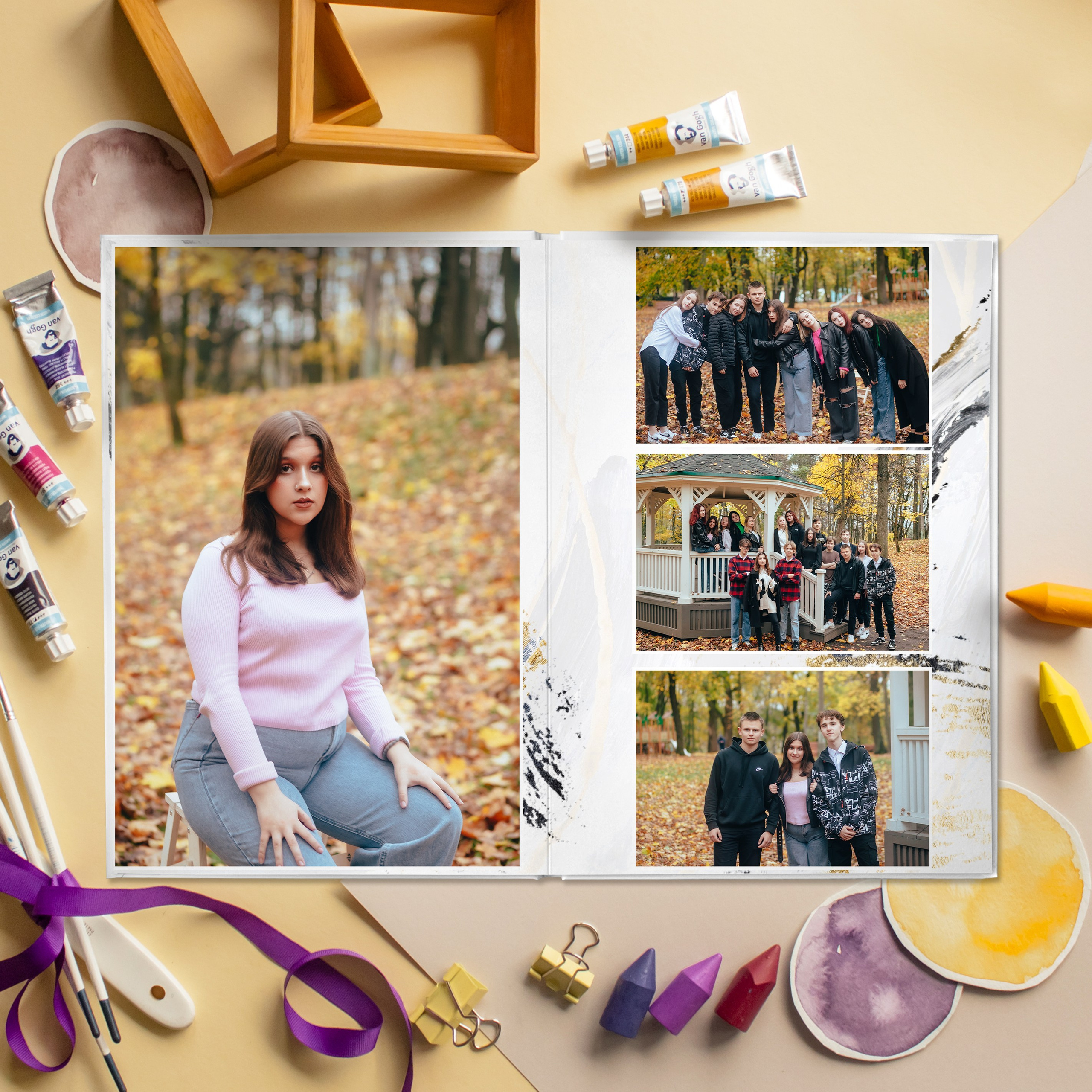 Выпускной альбом для старшей школы 5 разворотов. Выпускные альбомы для детского сада и школы в Москве