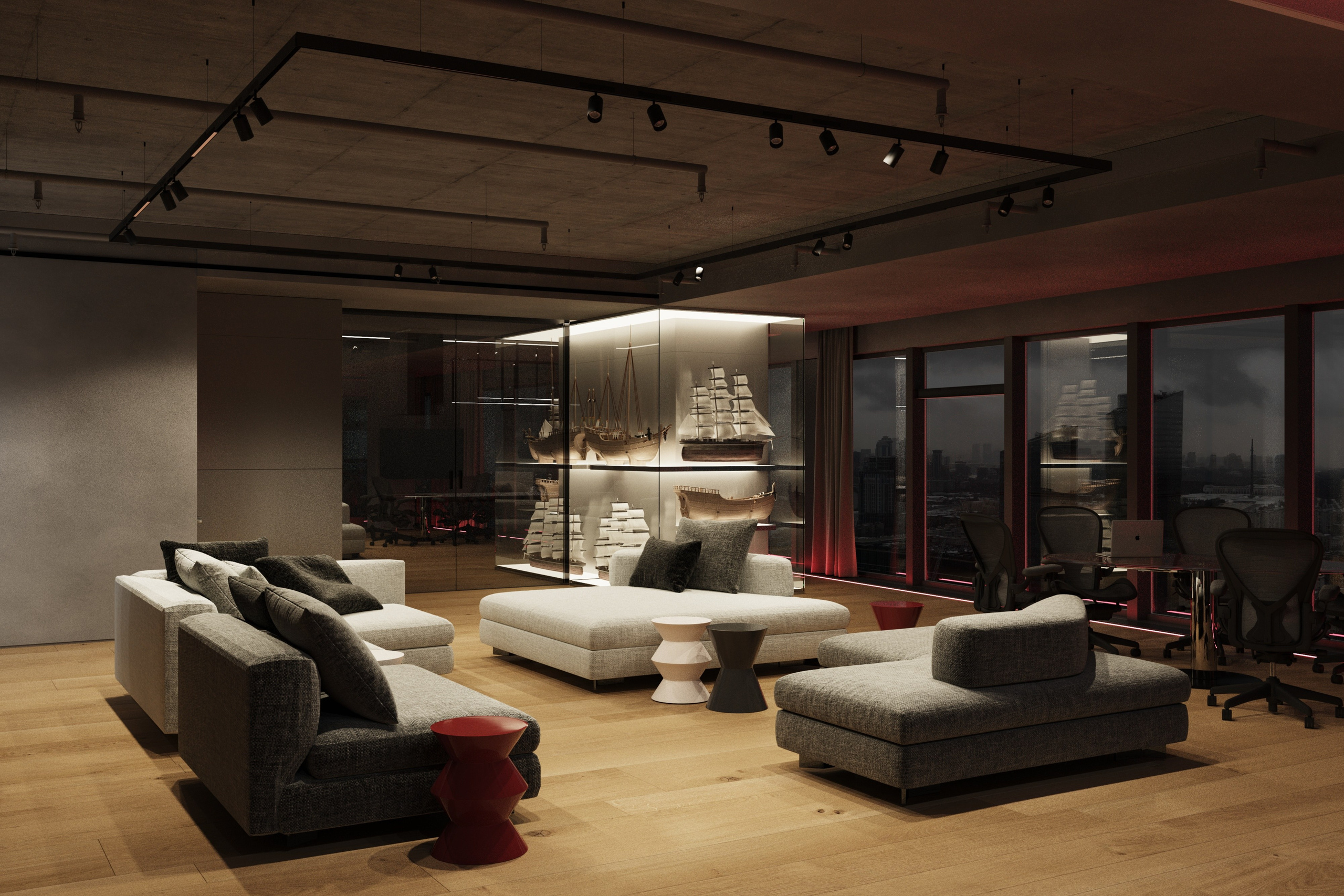 Апартаменты в небоскребе. Архитектурные интерьеры