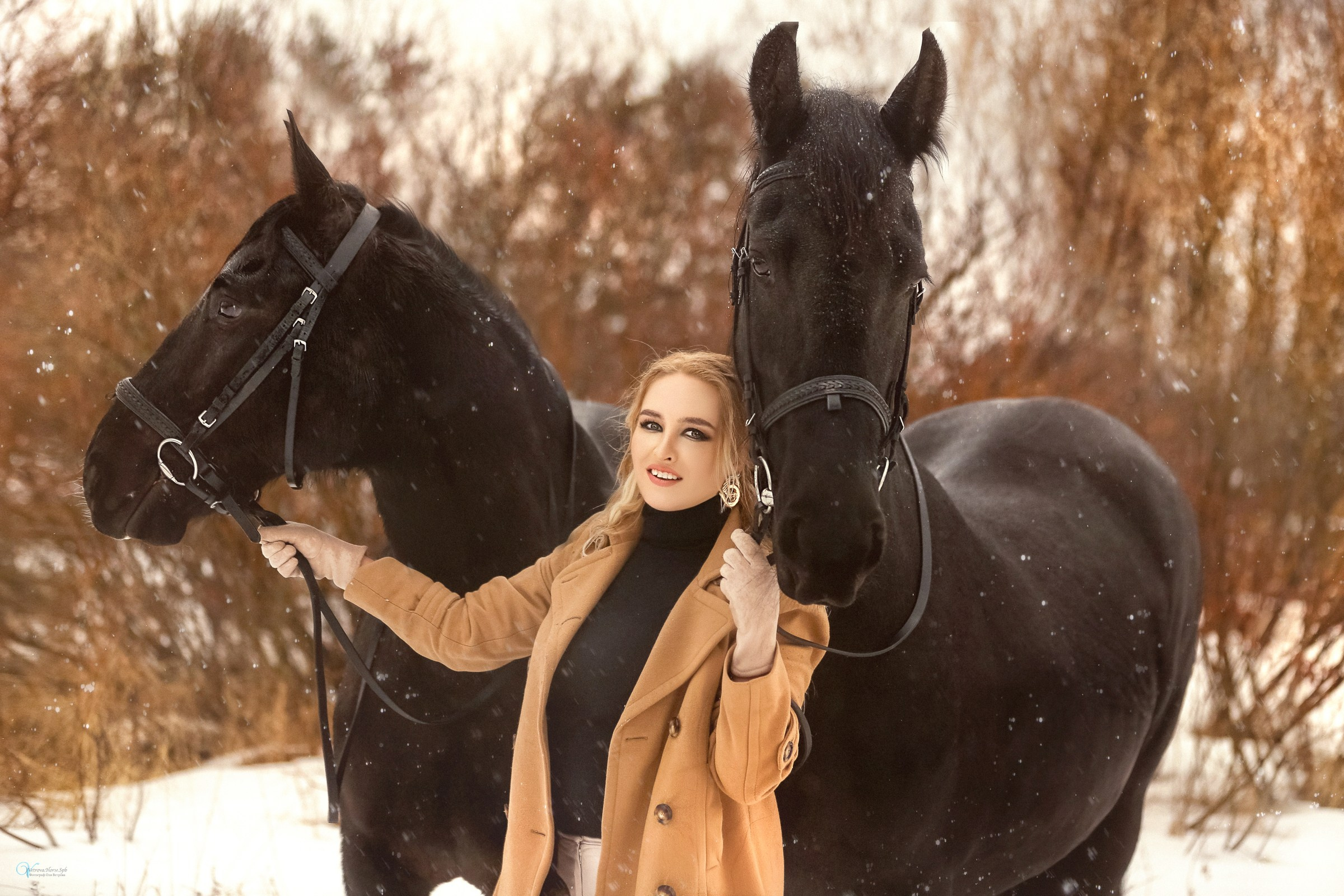 Фотосессии с лошадьми зимой. Фотограф женский и мужской портрет Санкт-Петербург