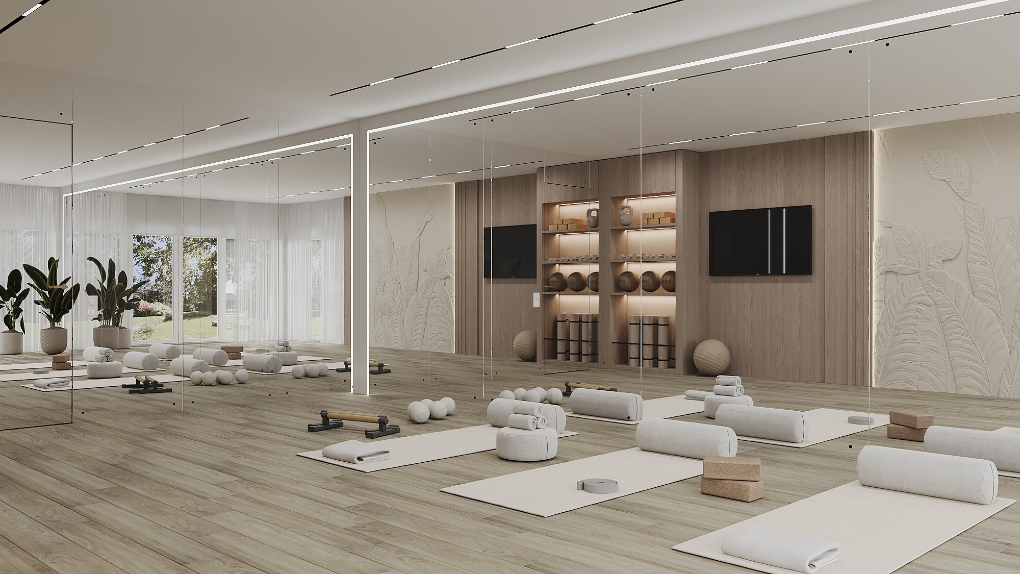 ЗАЛ ДЛЯ ЙОГИ. Irina Balykina — Interior 3D Visualisation