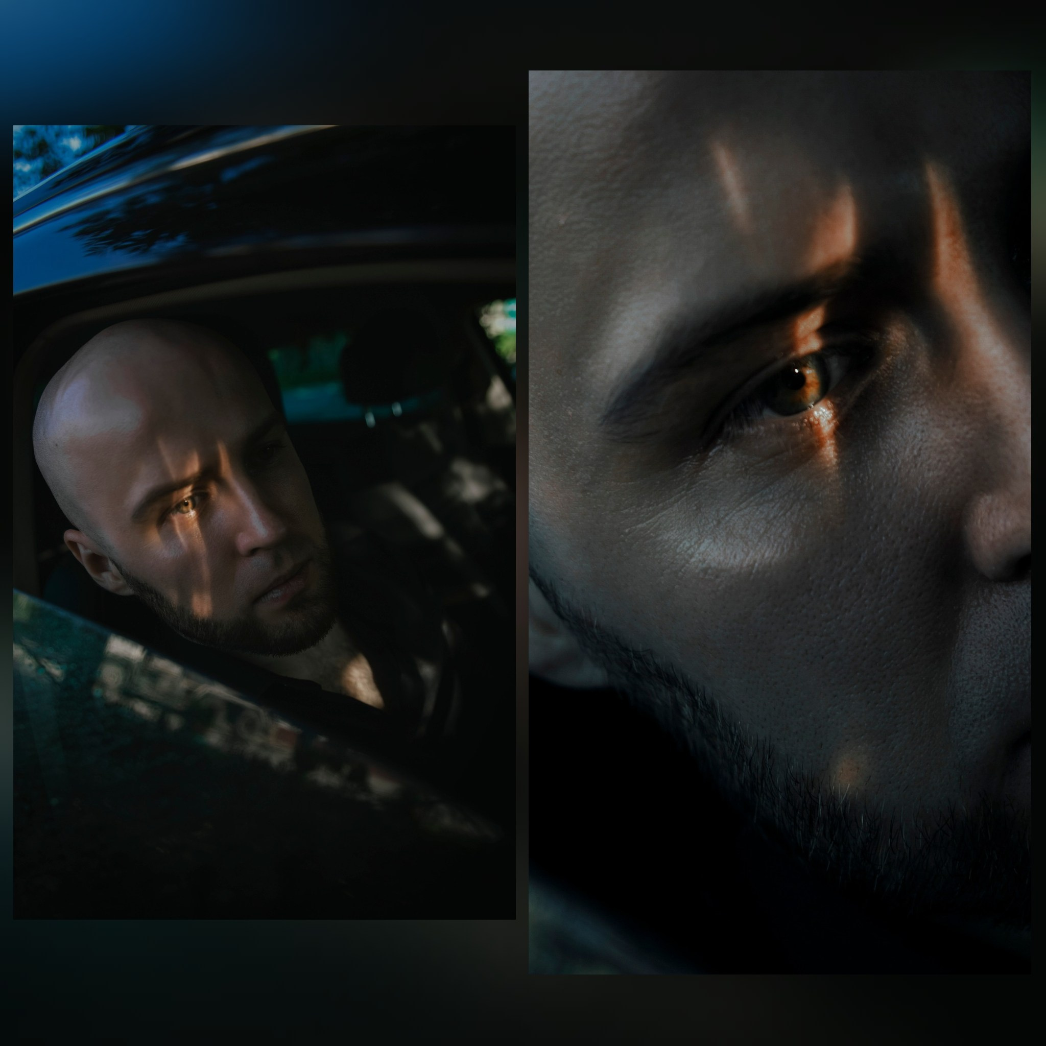 мужская фотосессия с бликами, глаза мужчины